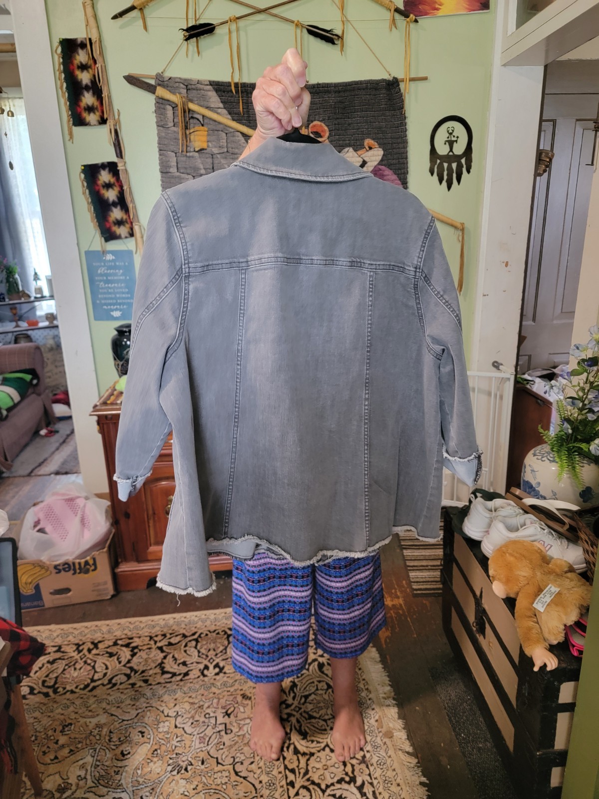 LOGO by Lori Goldstein Women’s Gray Button Front Collared Pocket Jacket 18W