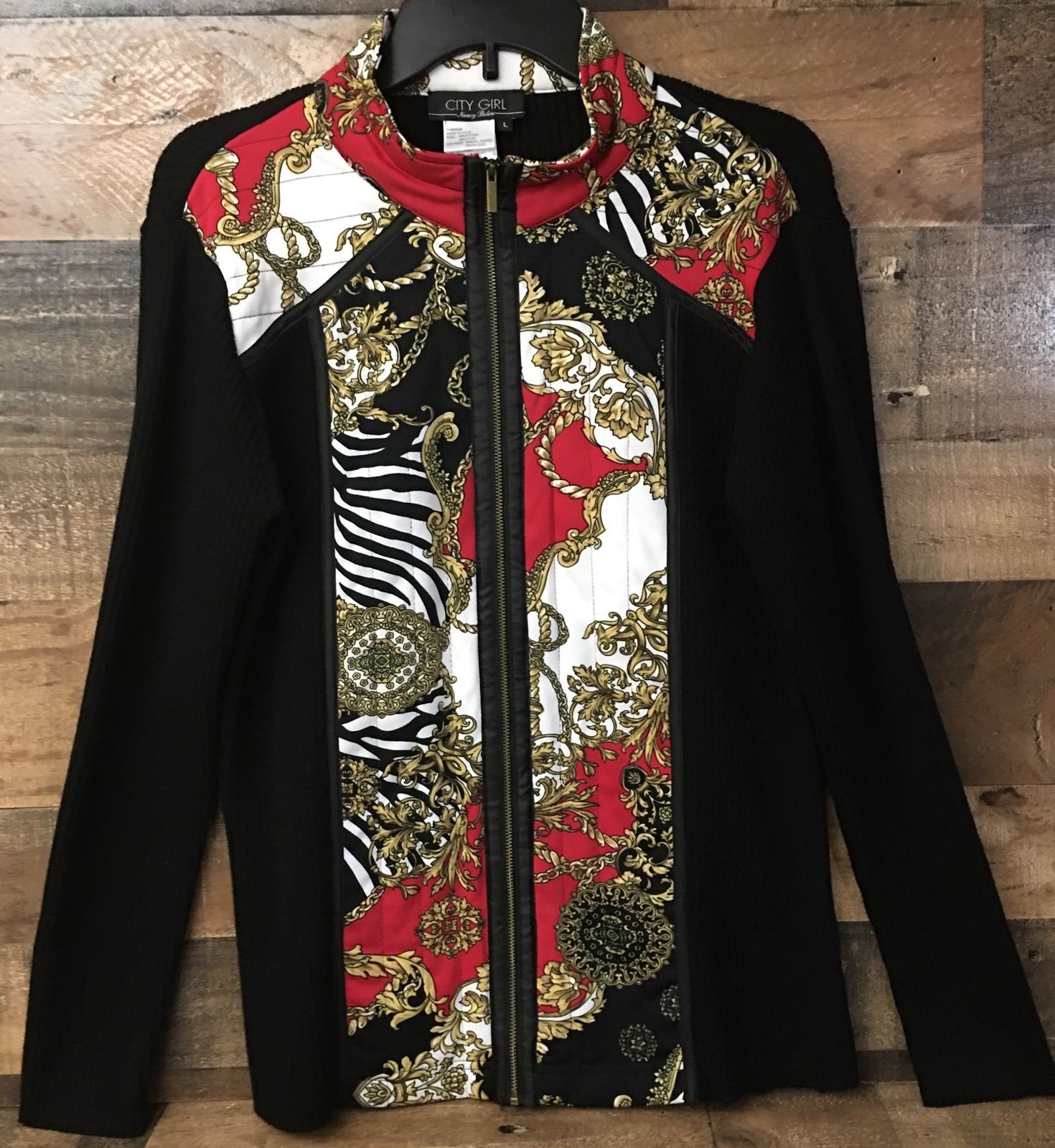 VTG City Girl Nancy Boleyn Cardigan Women Large Y2K Classic Baroque 90s Money