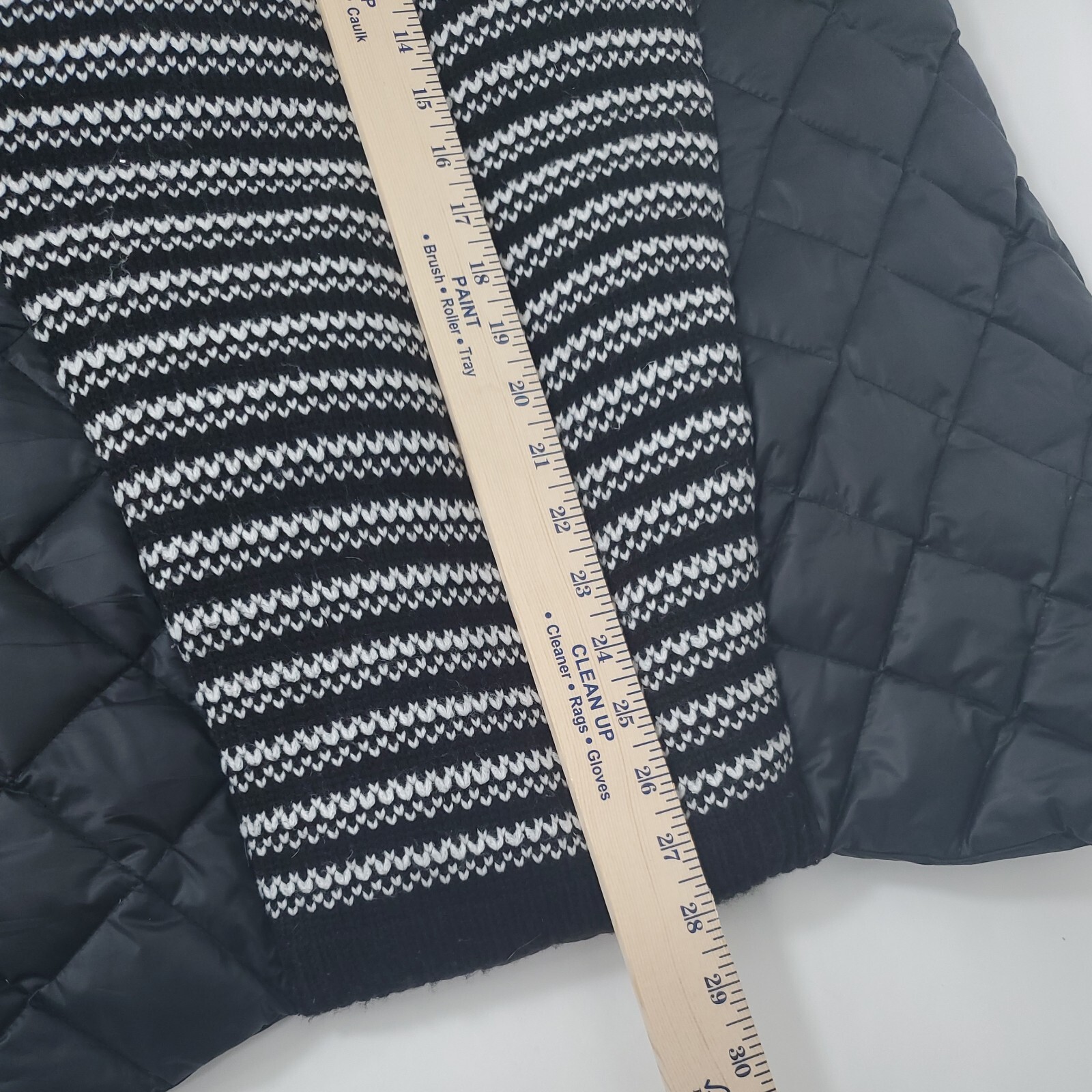 GH Bass CO Womens Black Full Zip Snap Puffer Vest Down Feather Knit Back SZ L