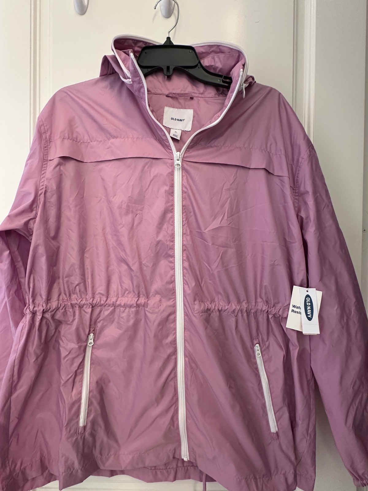 Old Navy Hooded Rain Jacket Water-Resistant Zip-Front Windbreaker Size XL