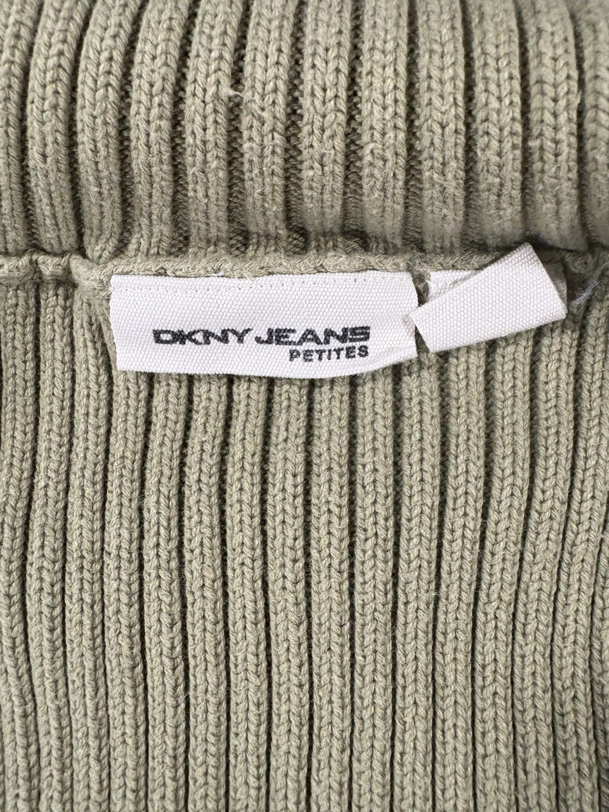 DKNY Jeans Petites Padded Vest Olive Green Junior Small Ribbed Back Knot Cotton