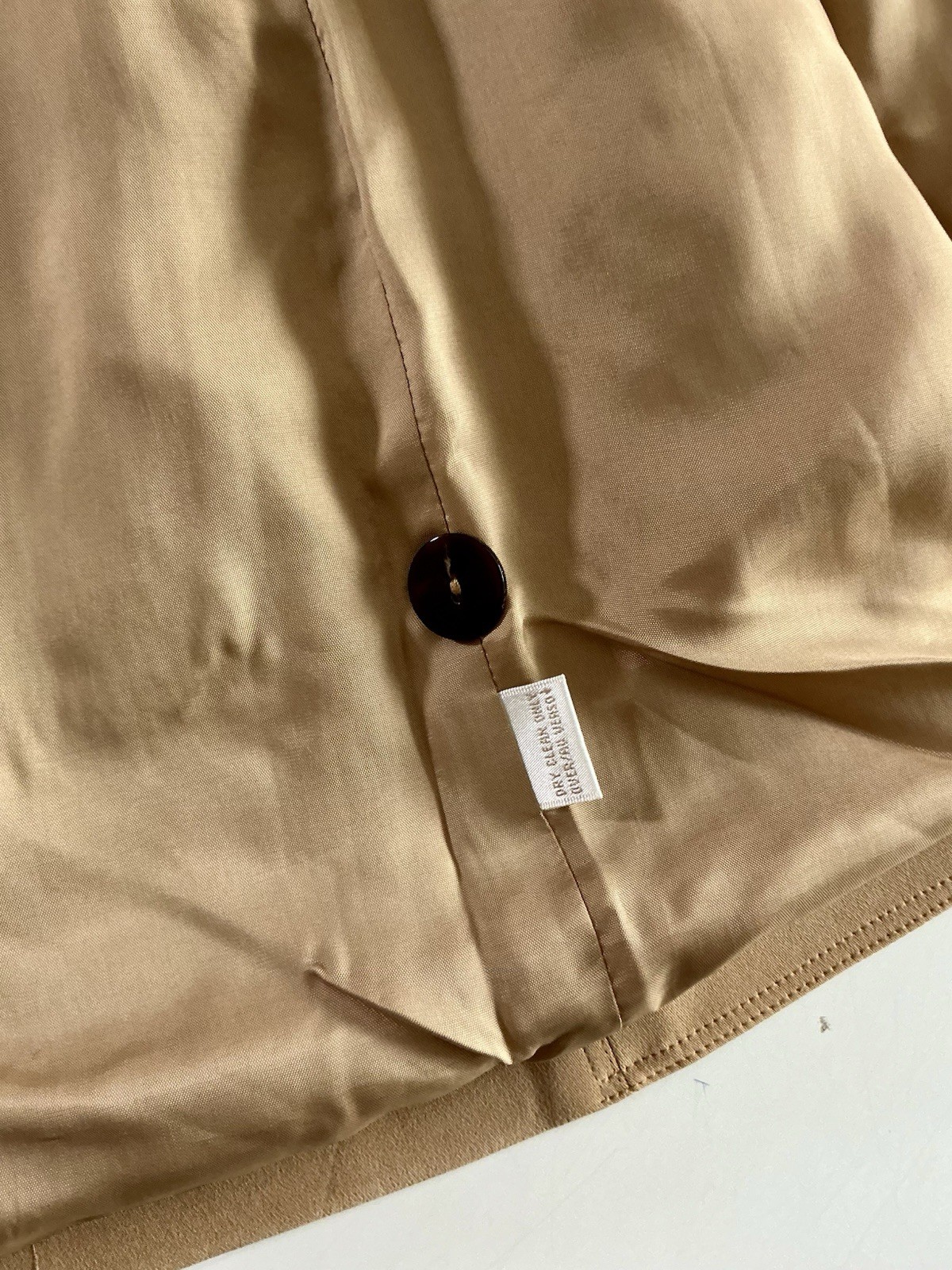 Dana Buchman Women’s Beige Silk Button-Front Lined Pocket Long Blazer 8