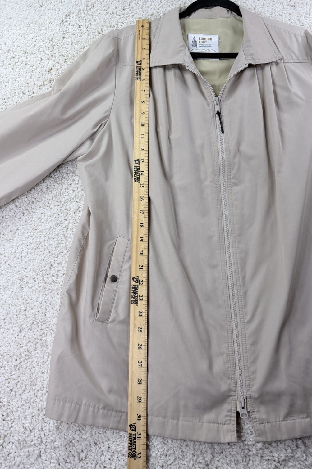 Vintage London Fog Womens 90s Jacket Beige Zip Front Lightweight Coat XL