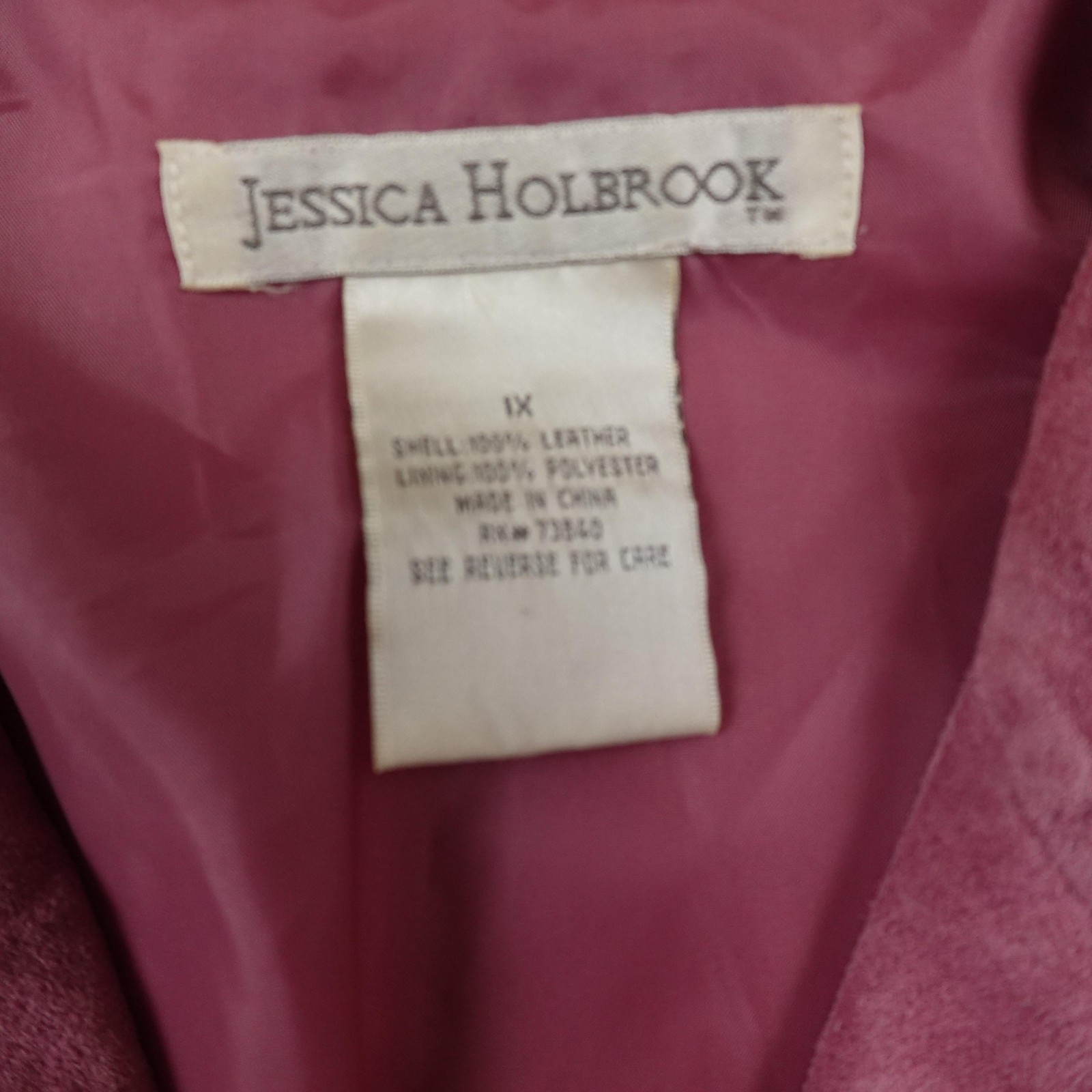 Jessica Holbrook Jacket Womens 1X Pink Suede Leather Blazer 3 Button Lined Coat