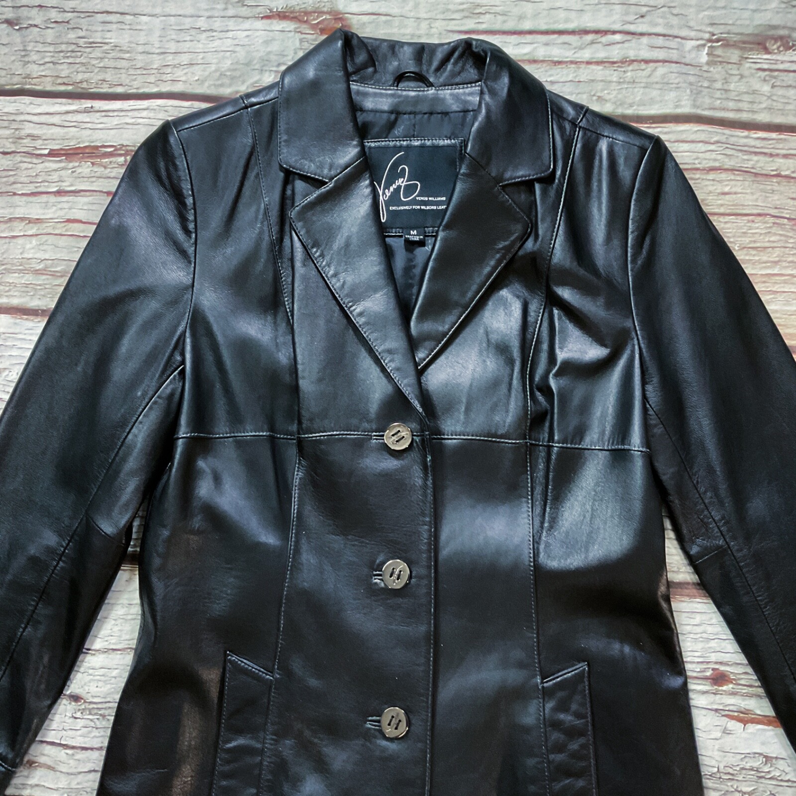 Wilsons Womens Coat size M Medium Black Full Length Leather Lined Lighter Weight