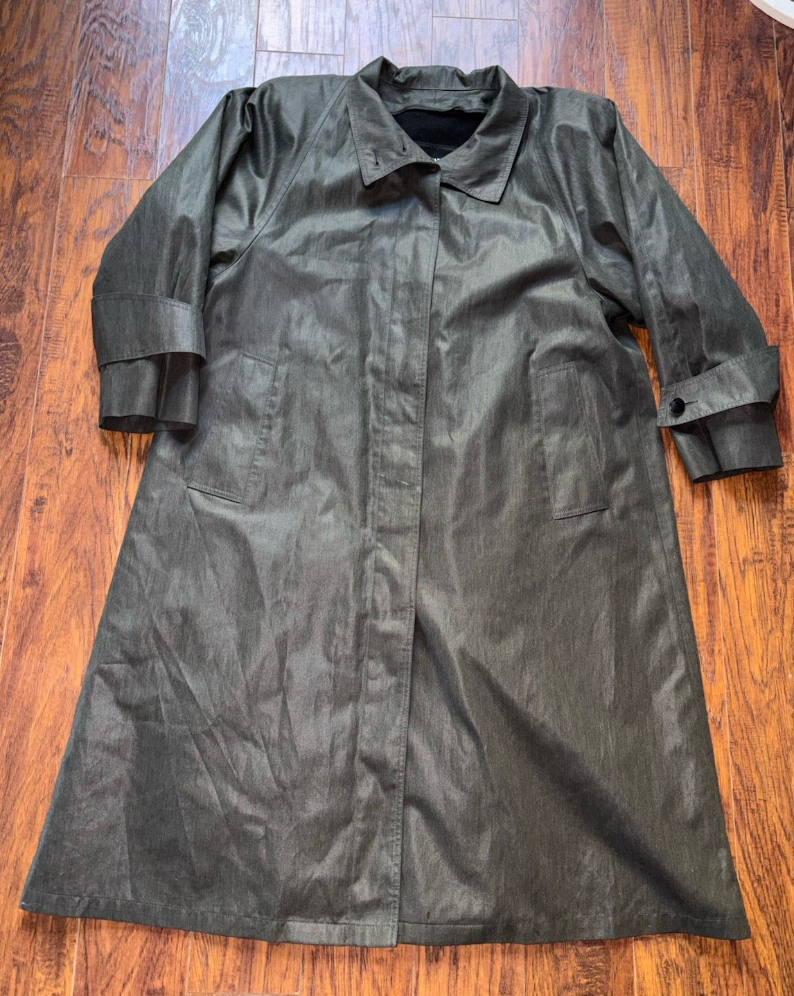 Vintage Dark Green London Fog Coat Womens 8P Trench Zip Liner Classic Academia