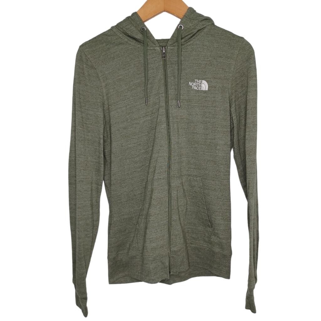 The North Face Women’s Jacket Standard Fit Hooded Full Zip Green Heathered Sz M