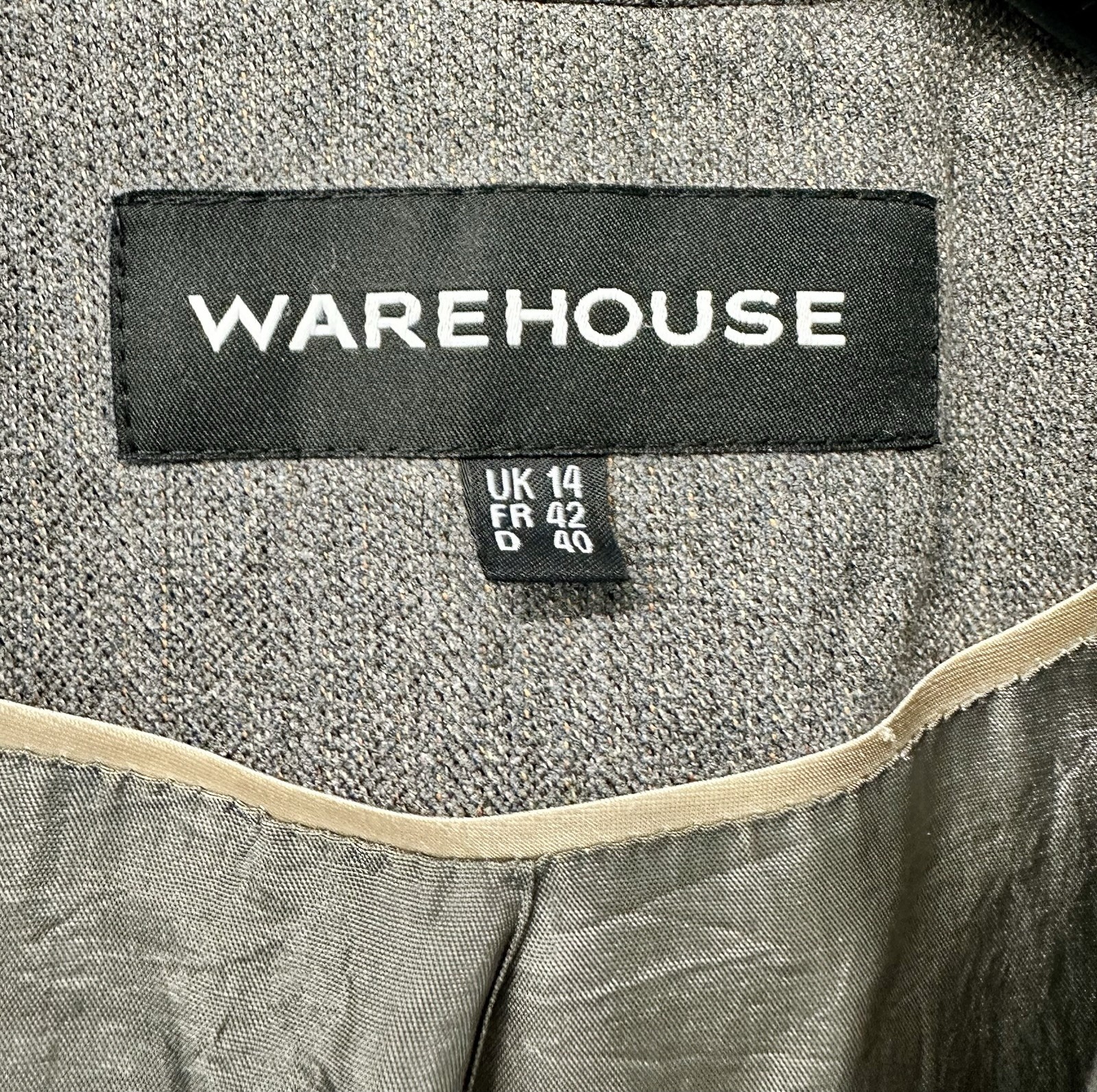 Warehouse Grey Tailored Blazer Smart Work Office Formal Jacket UK 14 Business