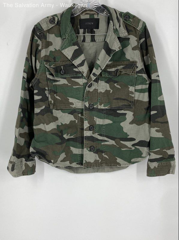 J. Crew Womens Multicolor Camouflage Long Sleeve Collared Shirt Jacket Size M