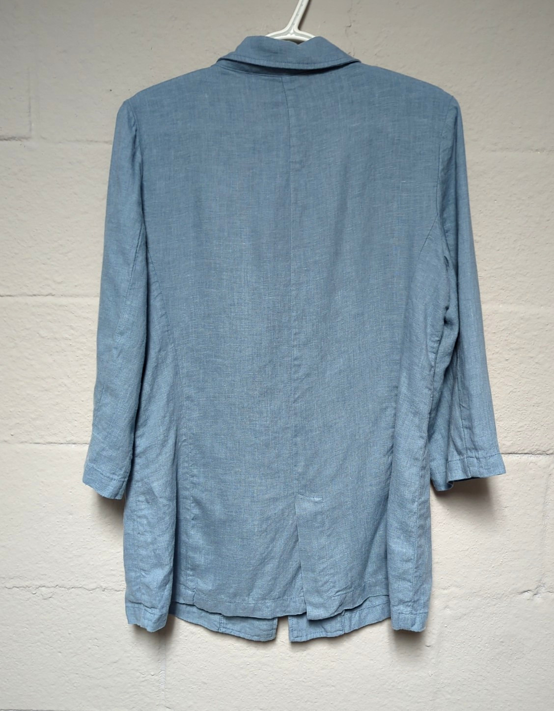 Le Ble en Herbe 100% Linen Jacket Size L 3/4 Sleeve Casual Lagenlook Travel