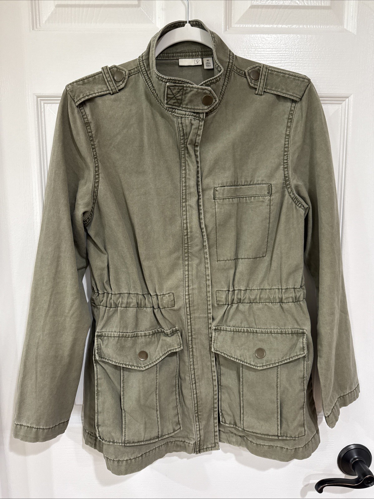 Brass Plum Women’s XXS Full Zip Long Sleeve Utility Jacket Khaki Green