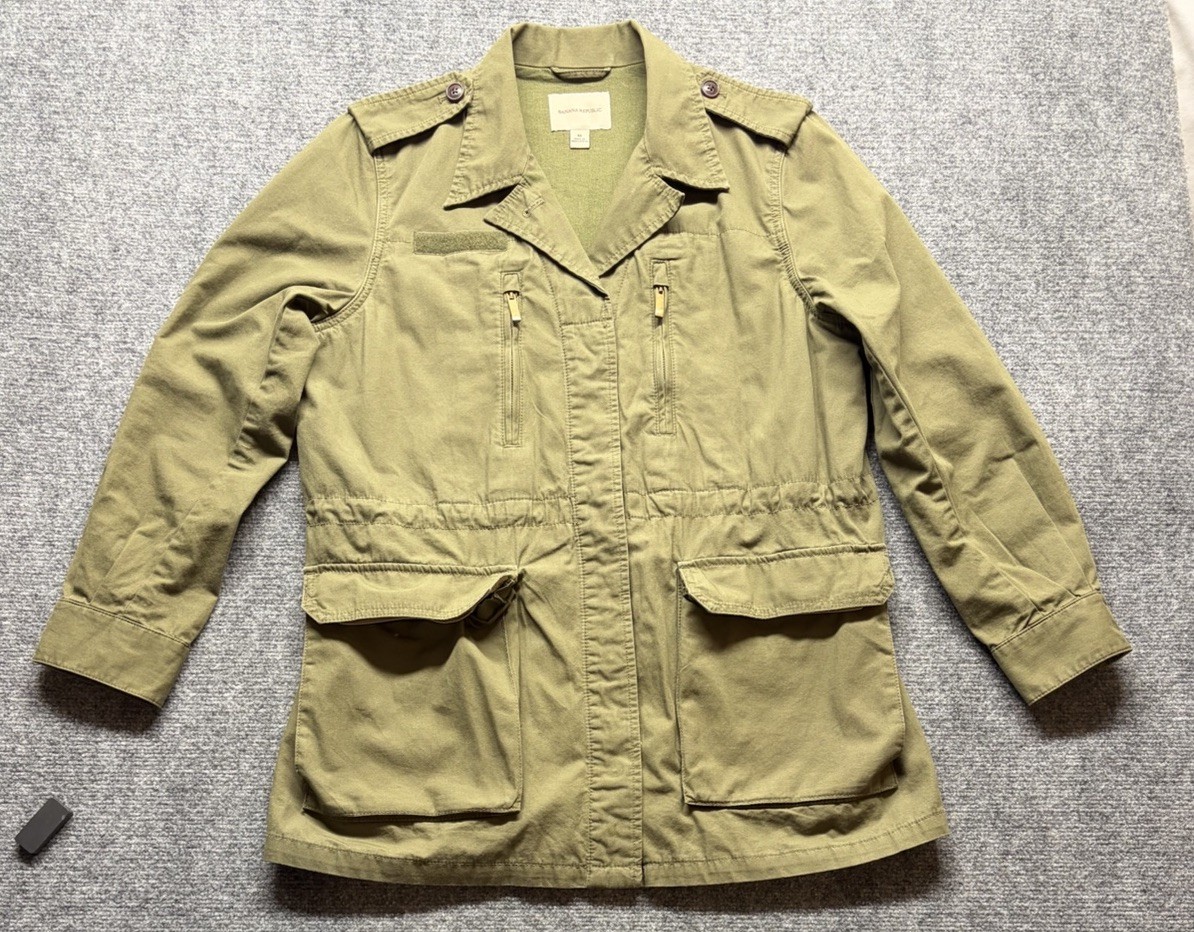 Banana Republic Olive Green Utility Field Jacket Military Style Size M