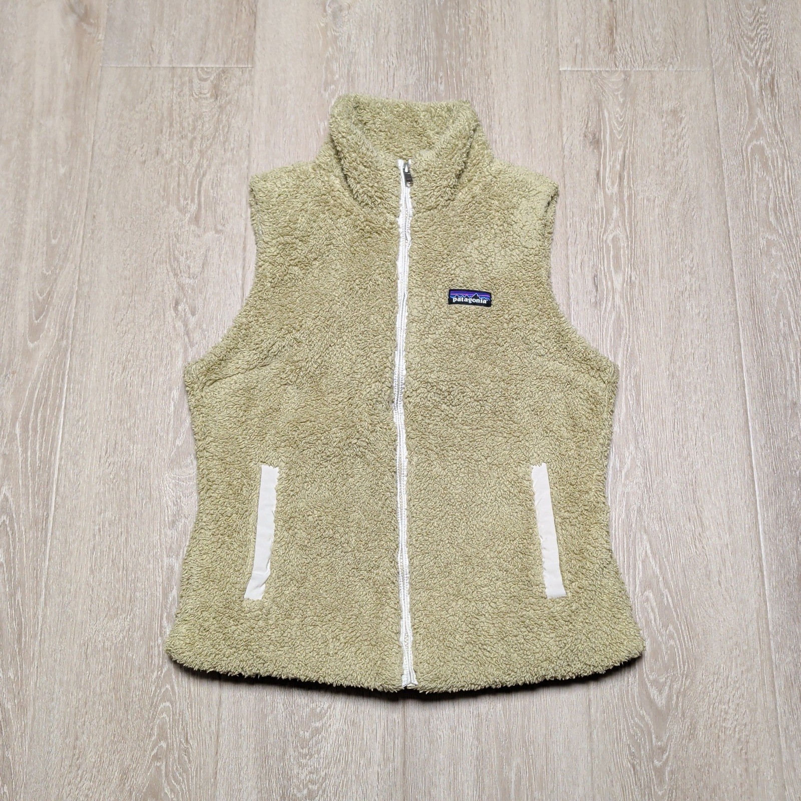 Patagonia Los Gatos Fleece Vest Womens Medium Tan Sherpa Full Zip Warm Cozy
