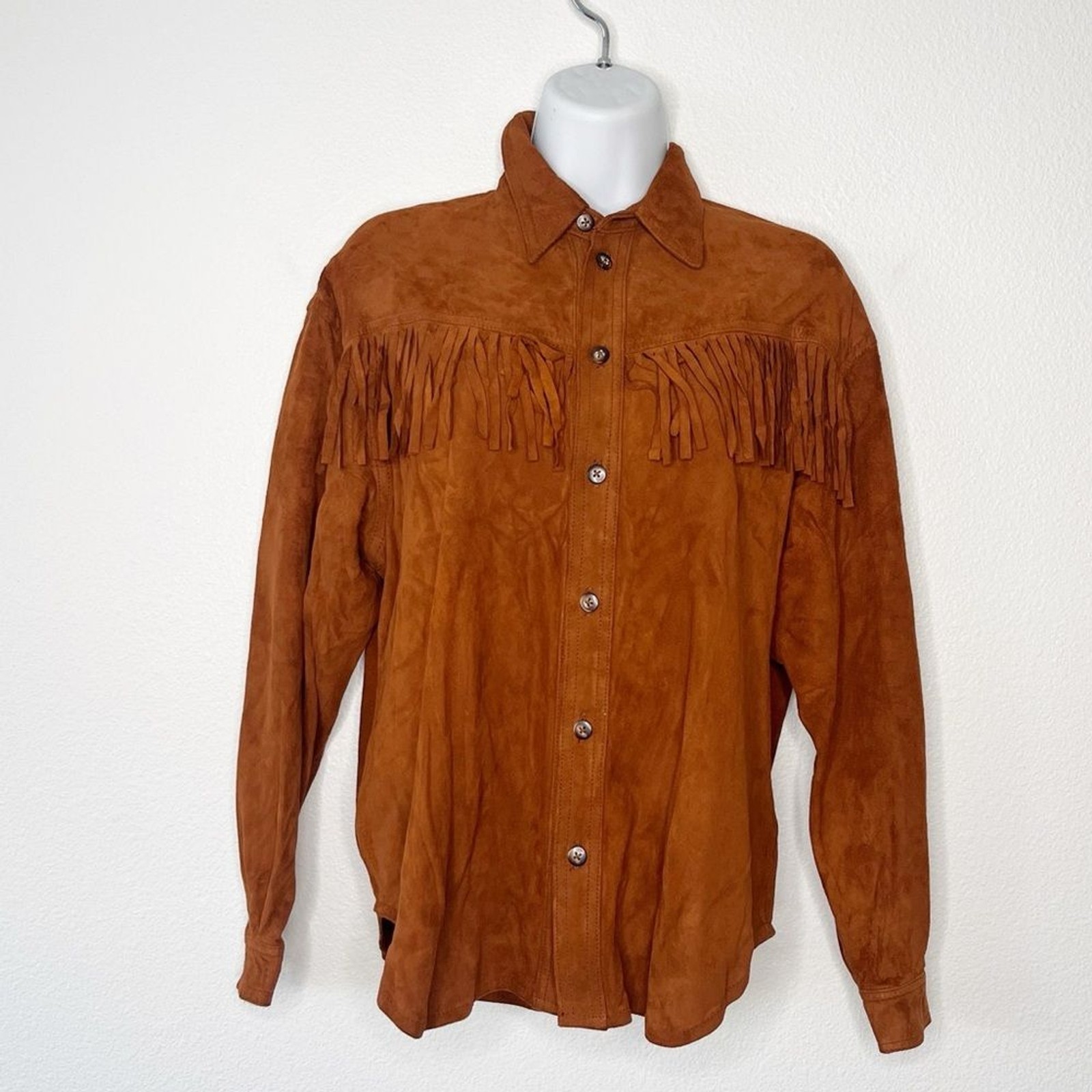 Lizwear 90s Fringe Leather Western Festival Suede Cowgirl Jacket Small Petite