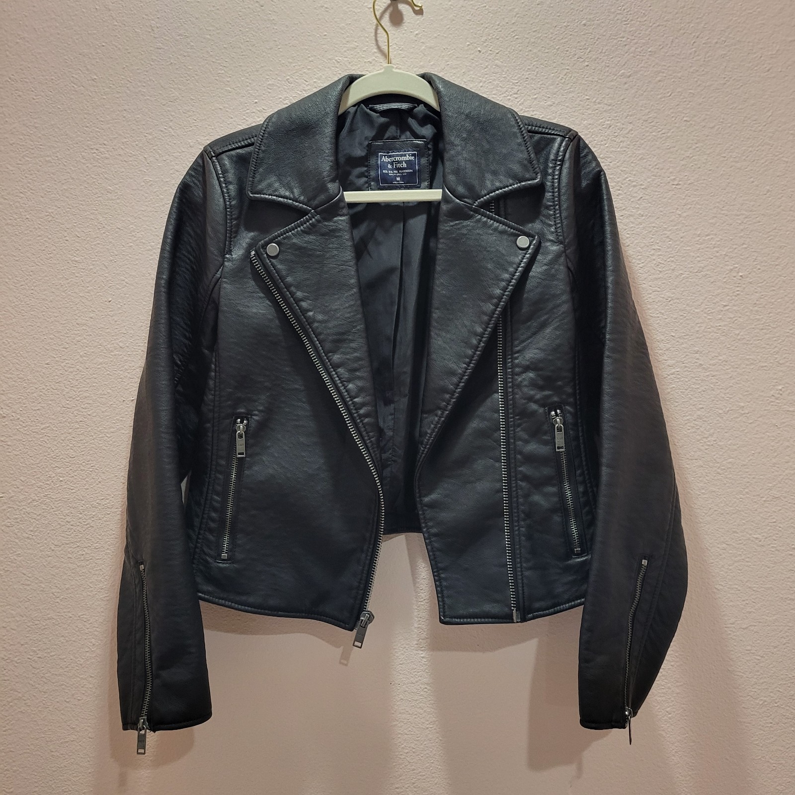 Vintage Abercrombie & Fitch women’s Faux Leather biker jacket- 90’s, Y2K