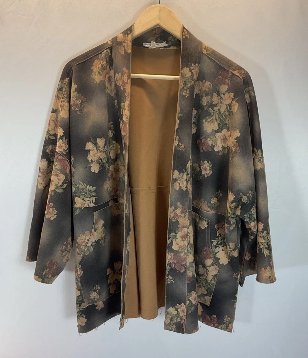 SOLITAIRE Anthropologie faux suede Floral Women’s Jacket cardigan Size XL