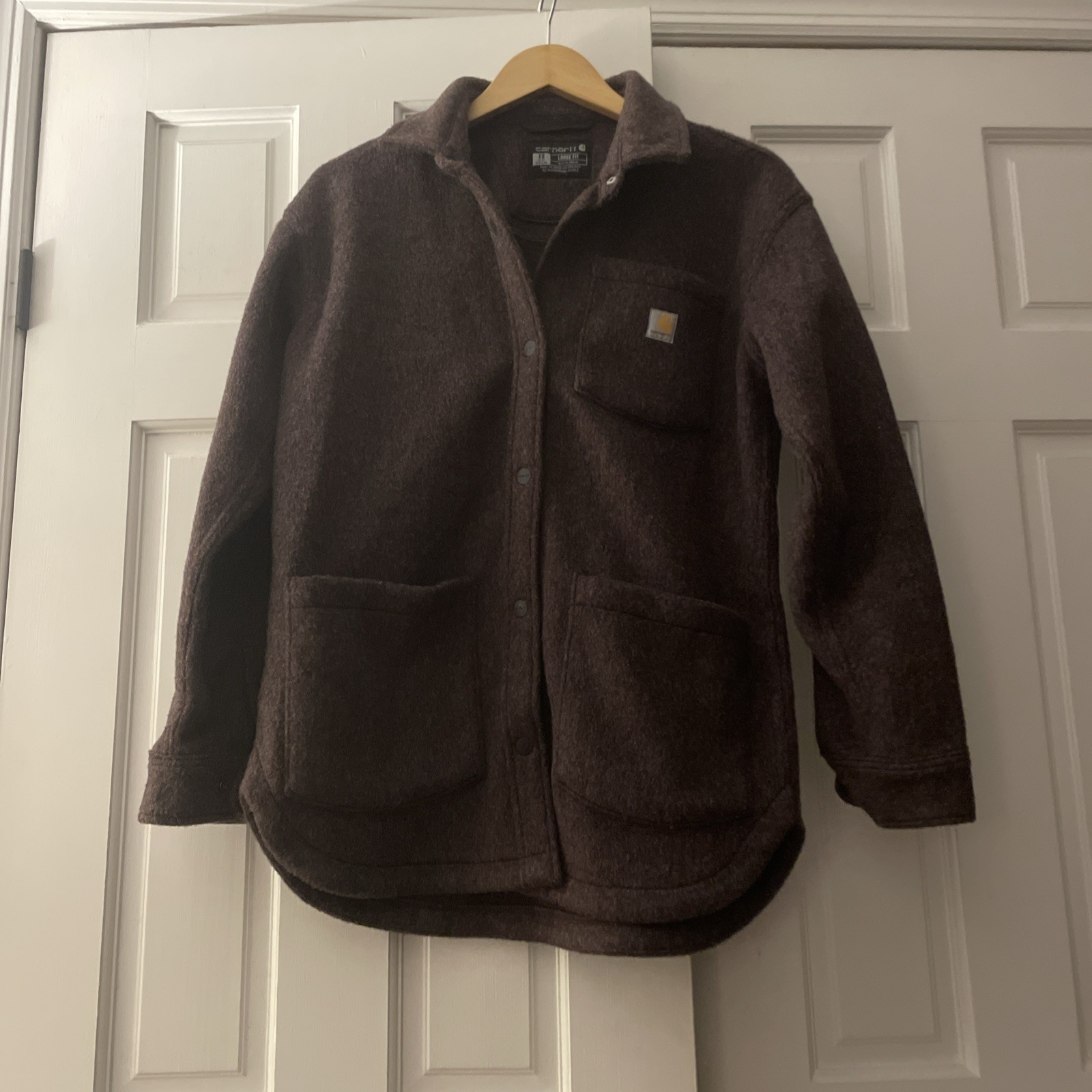 Carhartt Women’s Loose Fit Fleece Shirt Jacket in Blackberry Heather Size XS