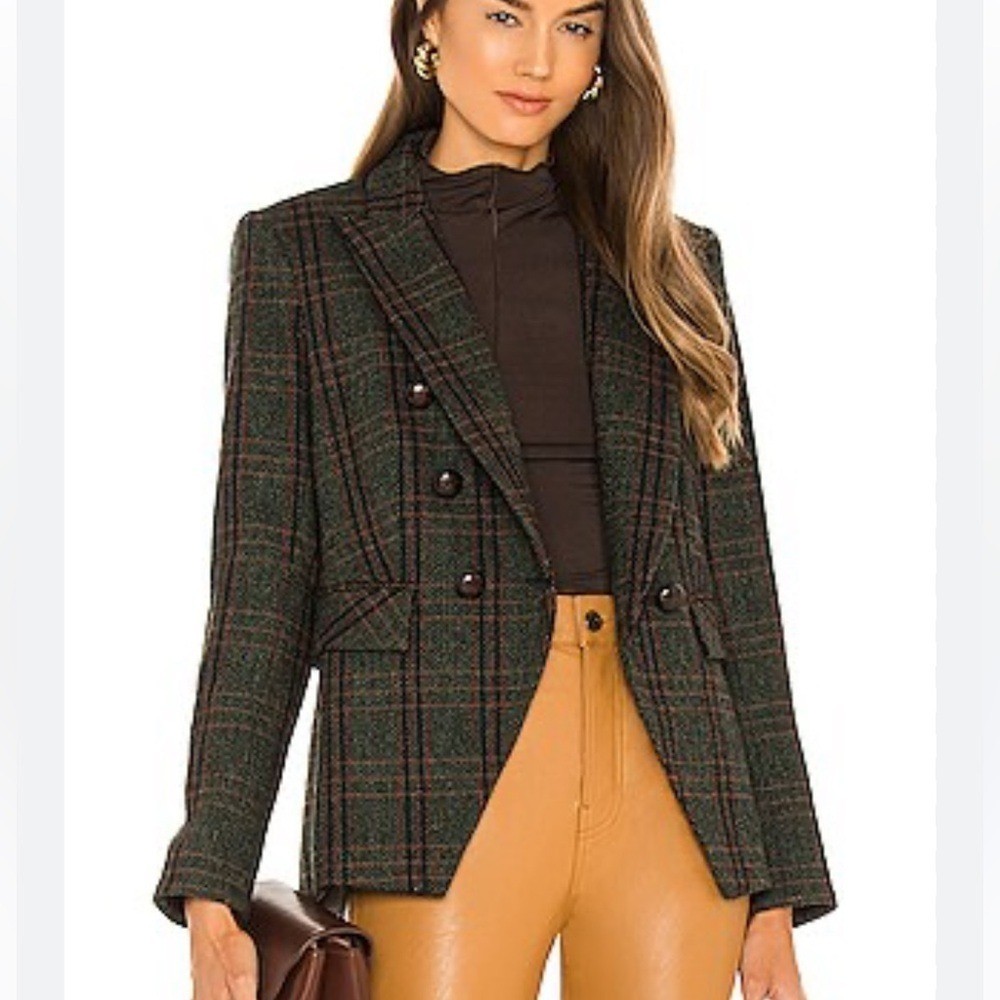 NWT Veronica Beard Miller Dickey jacket in forrest green multi size 2