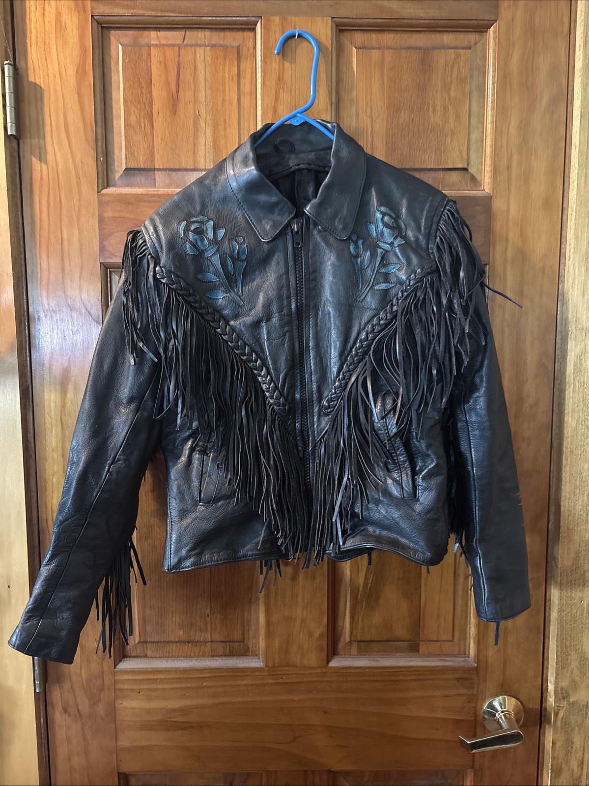 Vintage Rose Fringe Motorcycle Women’s Jacket