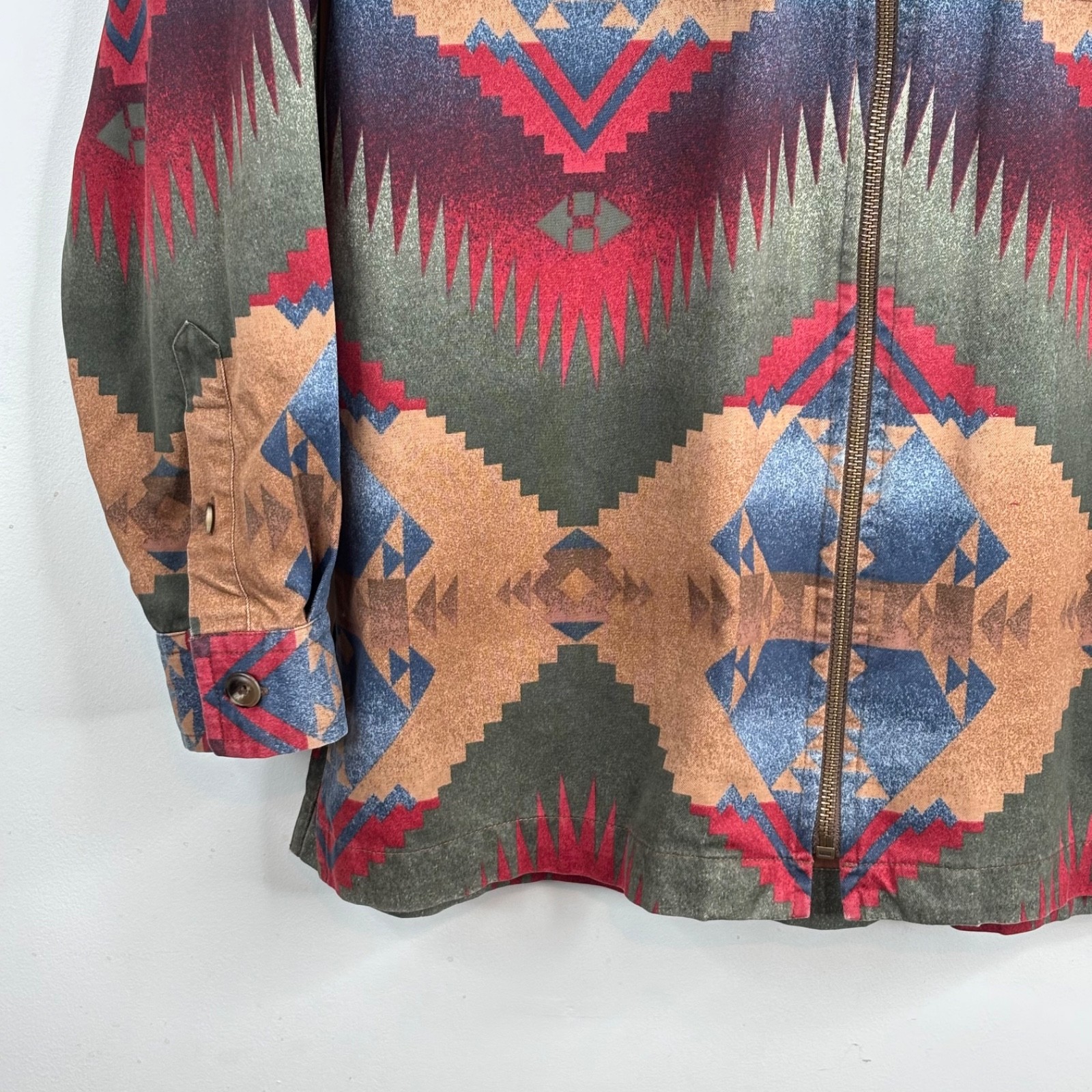 VTG Jones New York Aztec Southwestern Jacket S Zip Shacket Cowgirl Boho Western