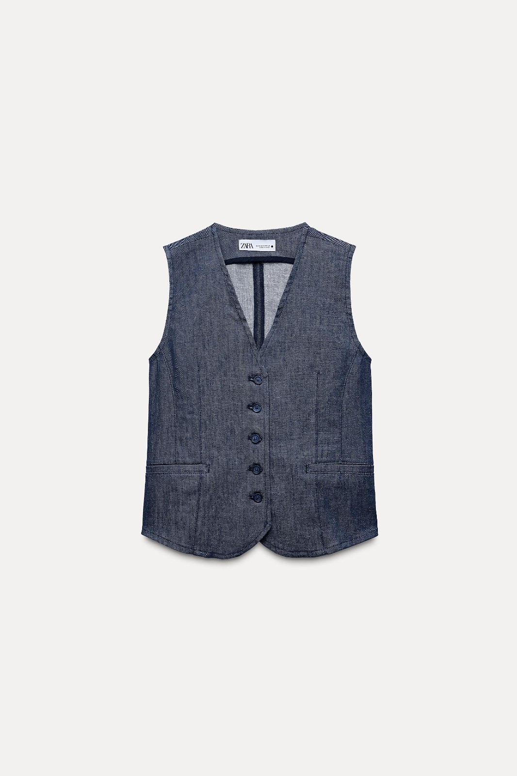 NWT ZARA ZW Collection Minimalist DENIM VEST Sz M Run Big