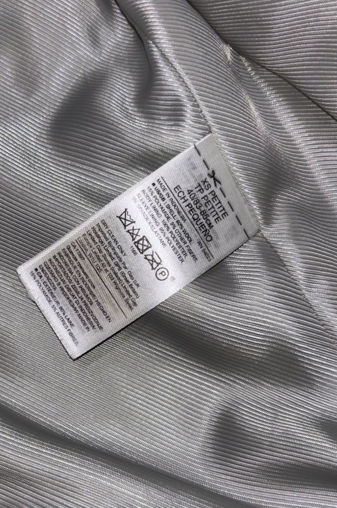 NWT Banana Republic Women’s Coat Mario Bellucci Gray Wool Moto Biker Petite XS