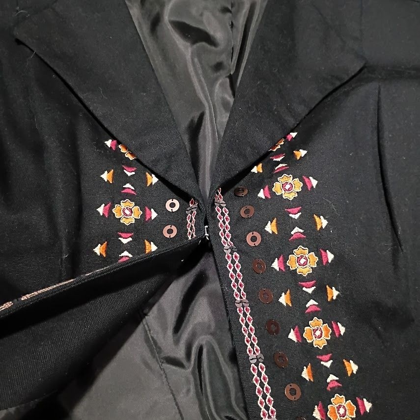 INC International Concepts Womens Embroidered Black Jacket 3X Cotton Polyester