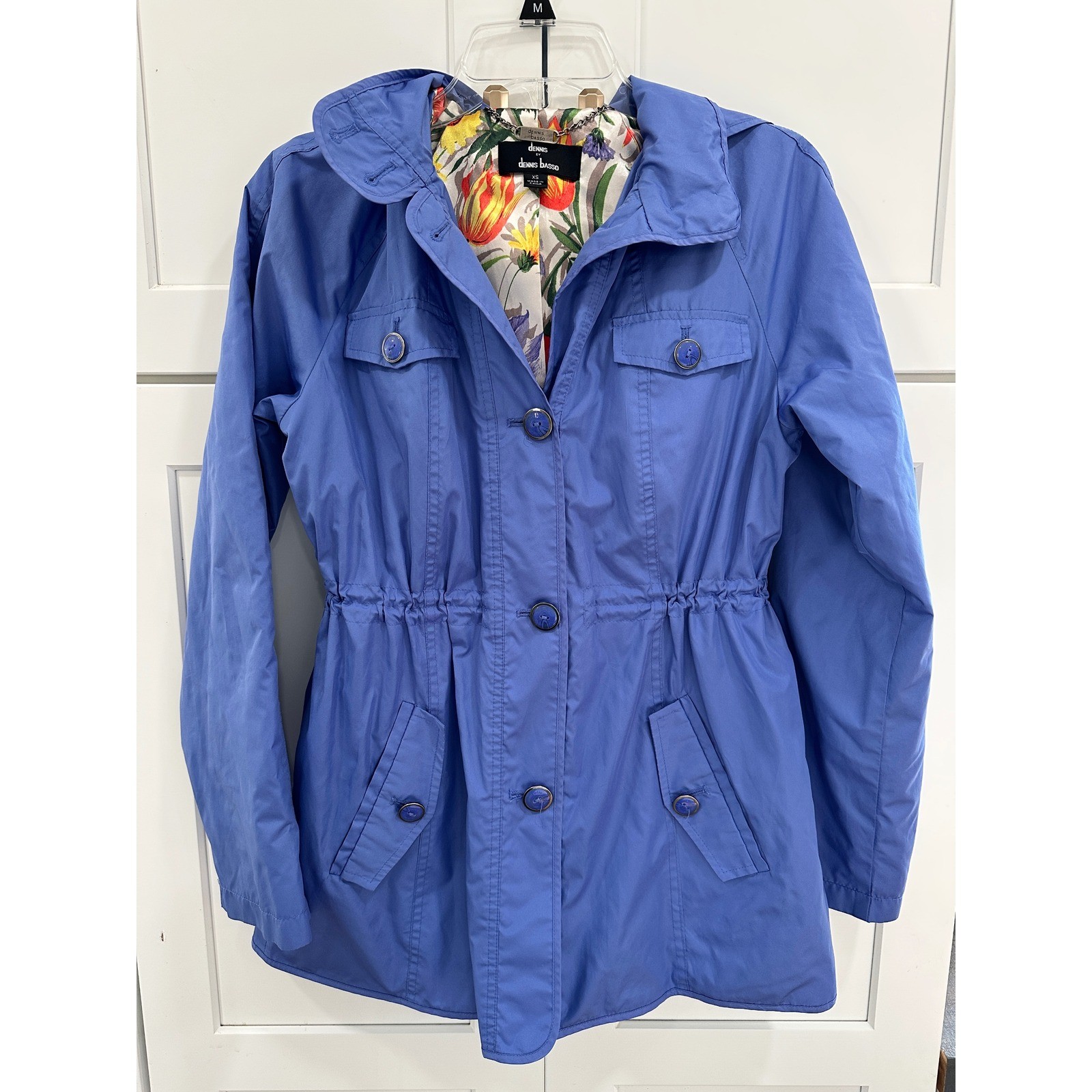 Dennis Basso Lilac Anorak Jacket Floral Lining Removable Hood XS