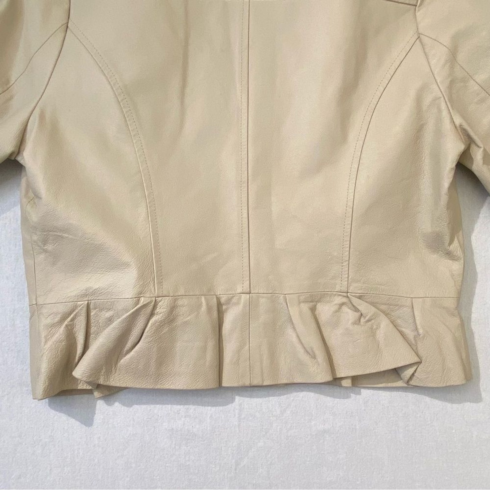 BB Dakota Steve Madden Cream Leather Jacket Minimalist Moto Size S