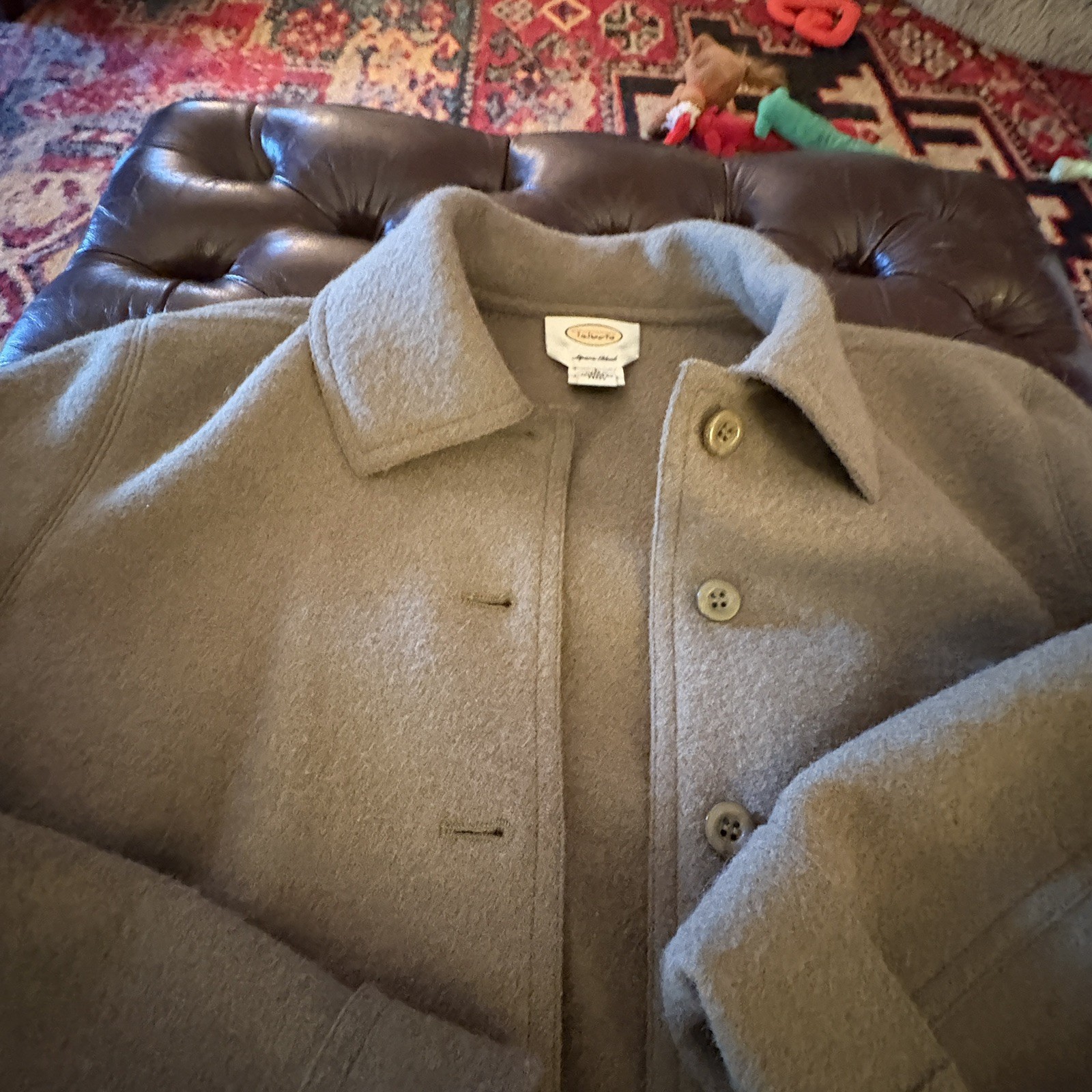 Talbots Alpaca Wool Blend Button Up Olive Jacket pockets Women’s L