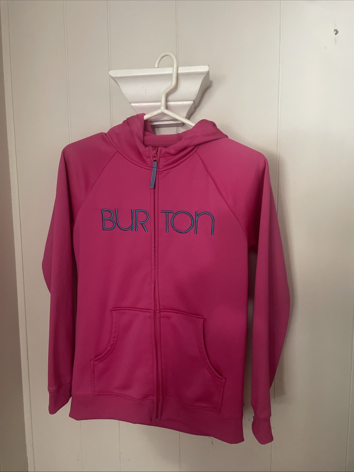 BURTON Womens Large Peak Hoodie Zip-Up Jacket Pink Hooded Fleece Lined