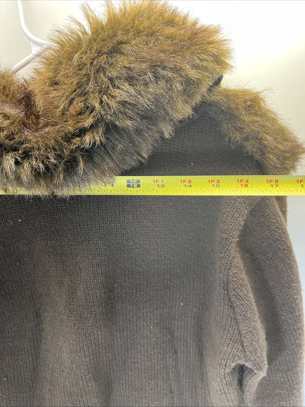 SAY WHAT? USA Brown Fur Sweater Jacket Size Xtra Large Y2K Hip