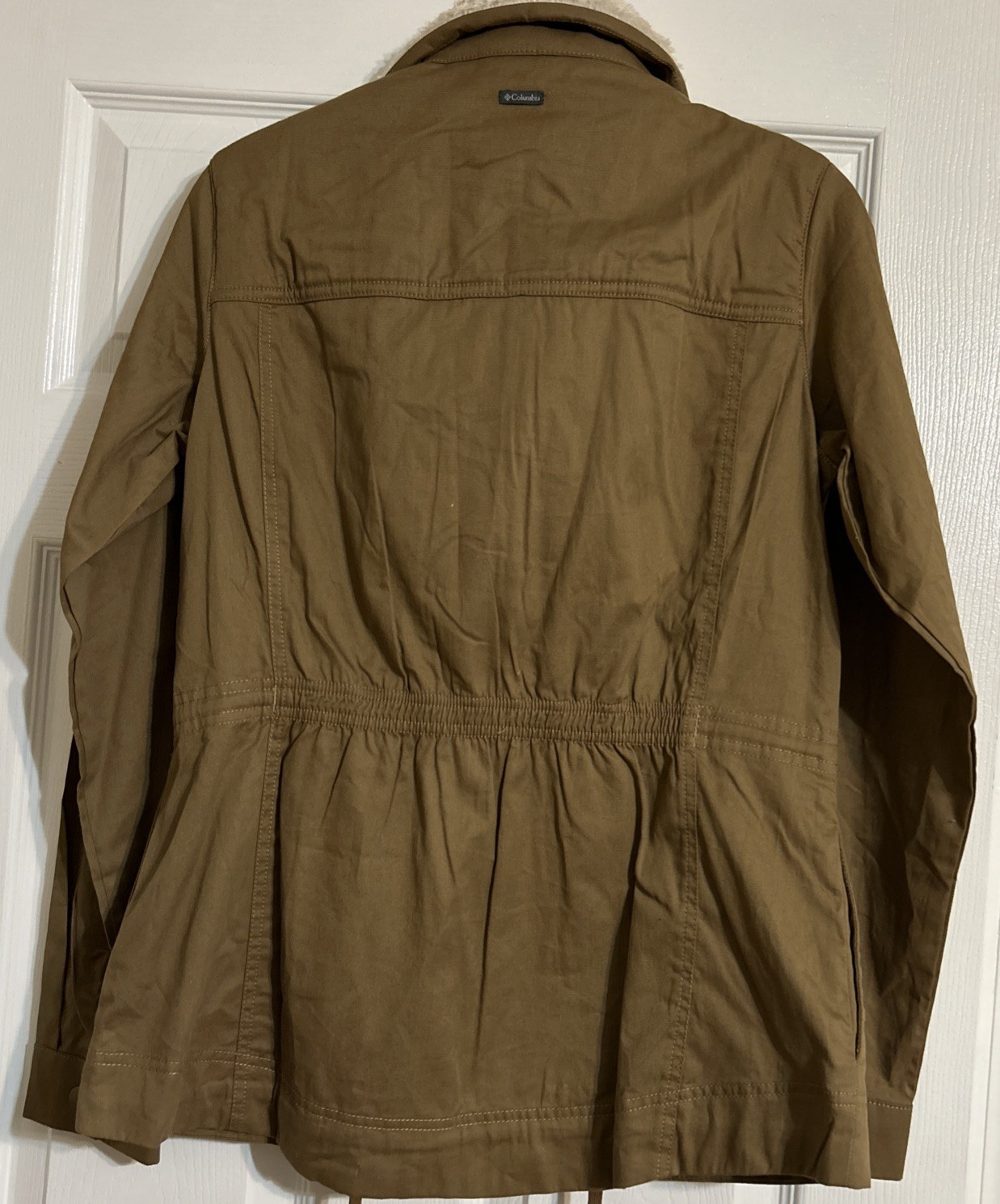 NWT Columbia Outdoor Cotton Brown Sherpa Trim Lined Full Zip Jacket Sz M