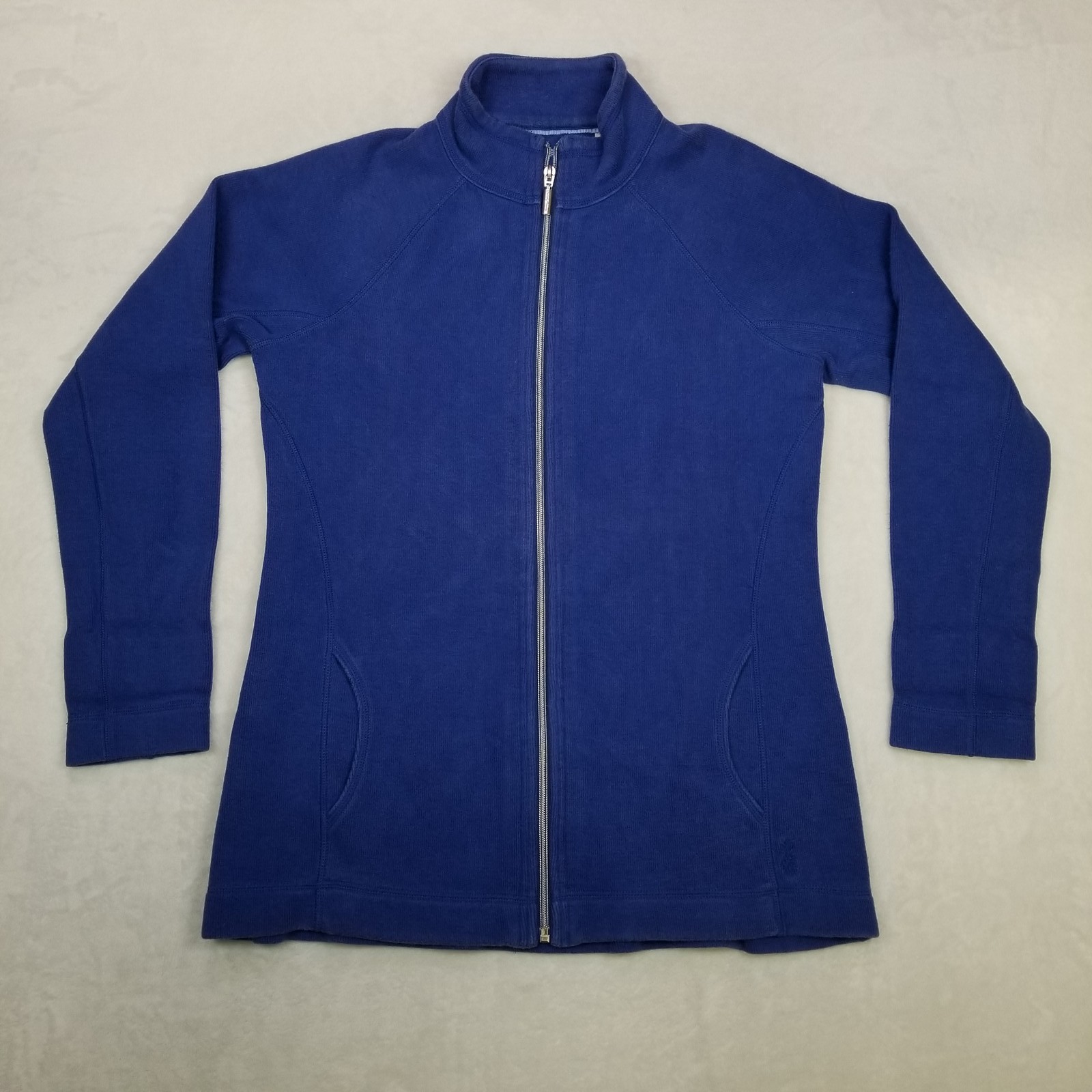 Tommy Bahama Zip Up Jacket Women’s Medium Royal Blue Stand Collar Pockets