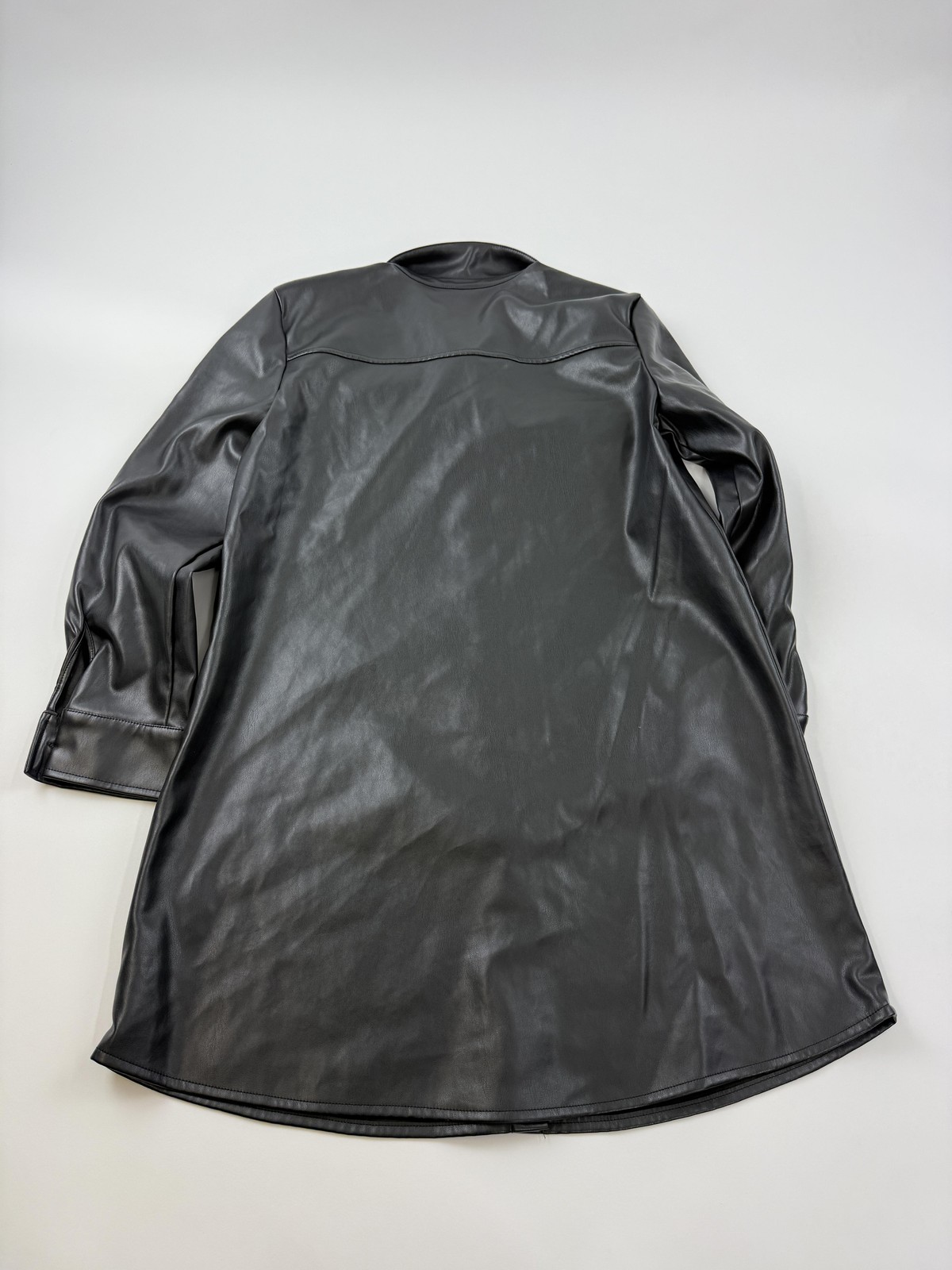 BB Dakota Steve Madden Coat Womens Large Black Faux Leather Shirt Jacket