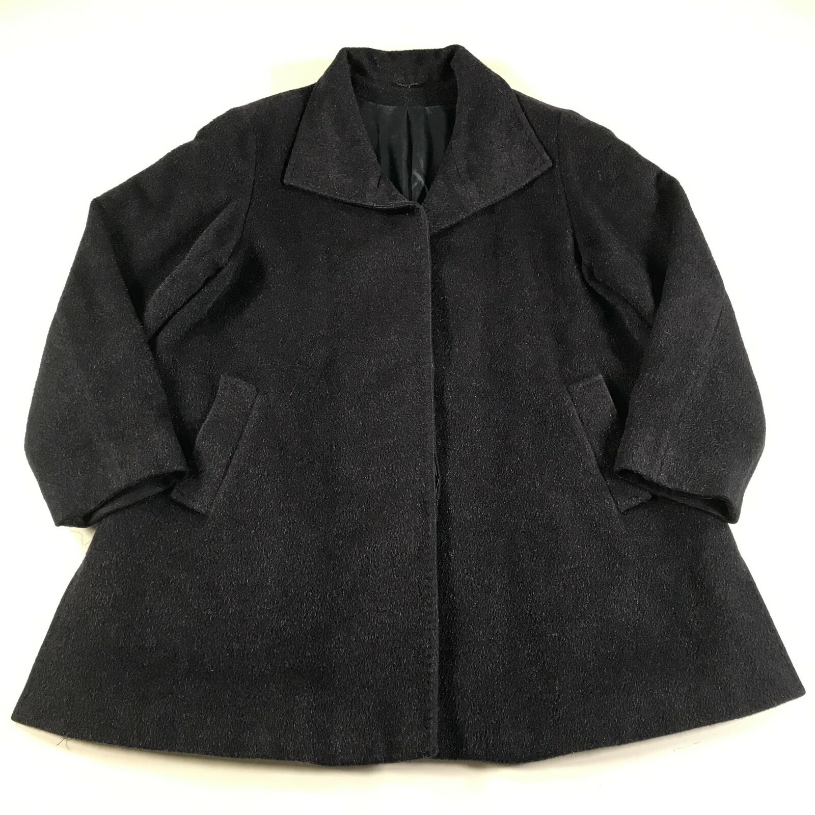 Piacenza Swing Coat Womens 14 Dark Blue Baby Alpaca Wool Blend Hidden Buttons