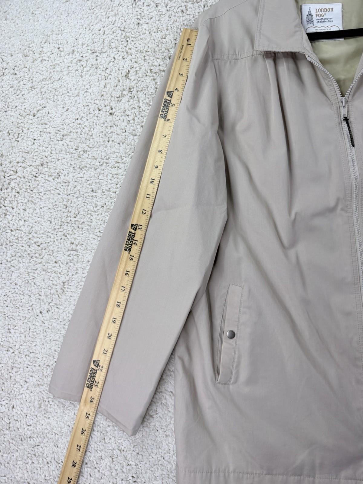 Vintage London Fog Womens 90s Jacket Beige Zip Front Lightweight Coat XL