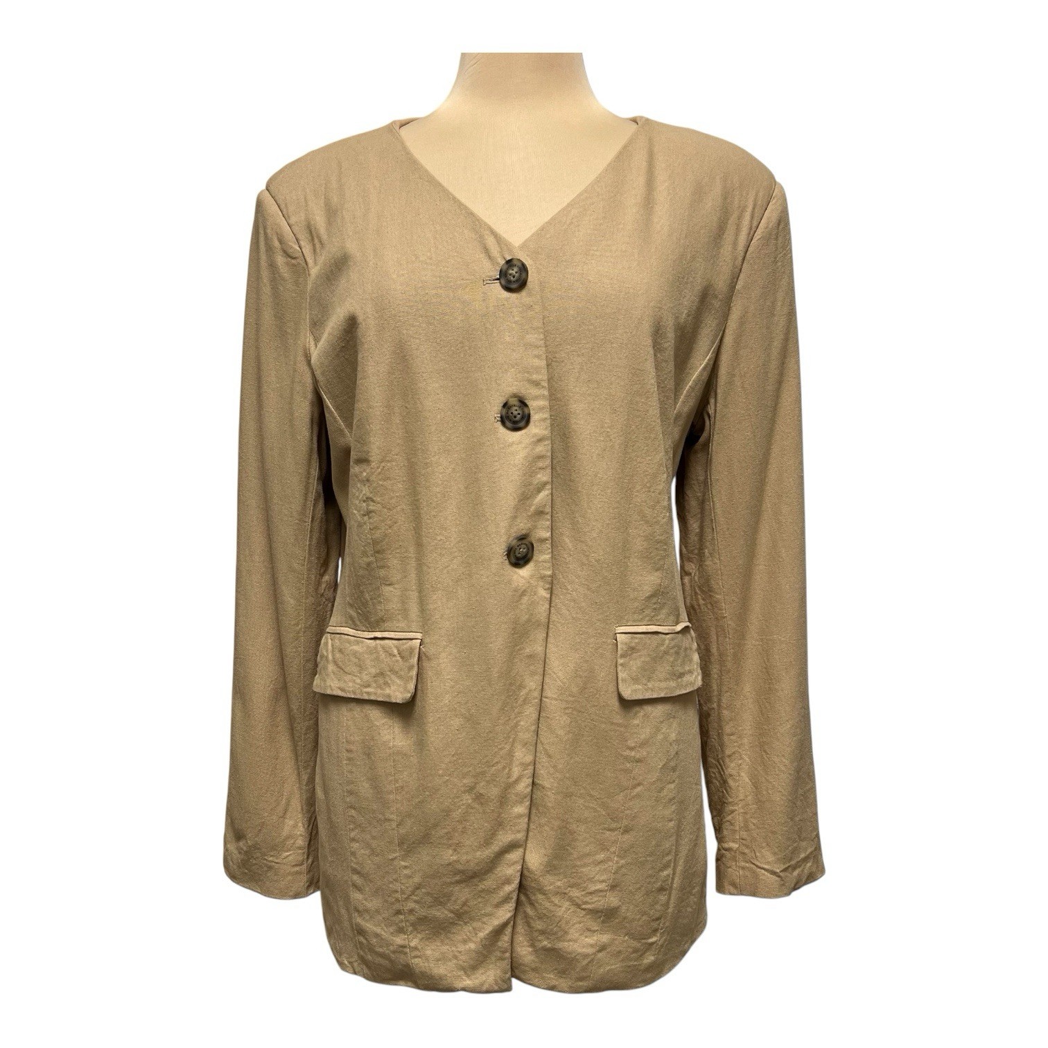 Bagatelle Collection XL Camel Linen Blend Blazer Jacket Women’s Lightweight