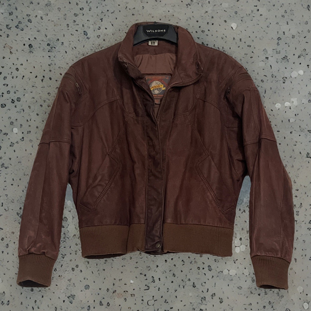VTG NR MINT WILSONS LEATHER ADVENTURE BOUND M WOMENS BROWN LEATHER BOMBER JACKET