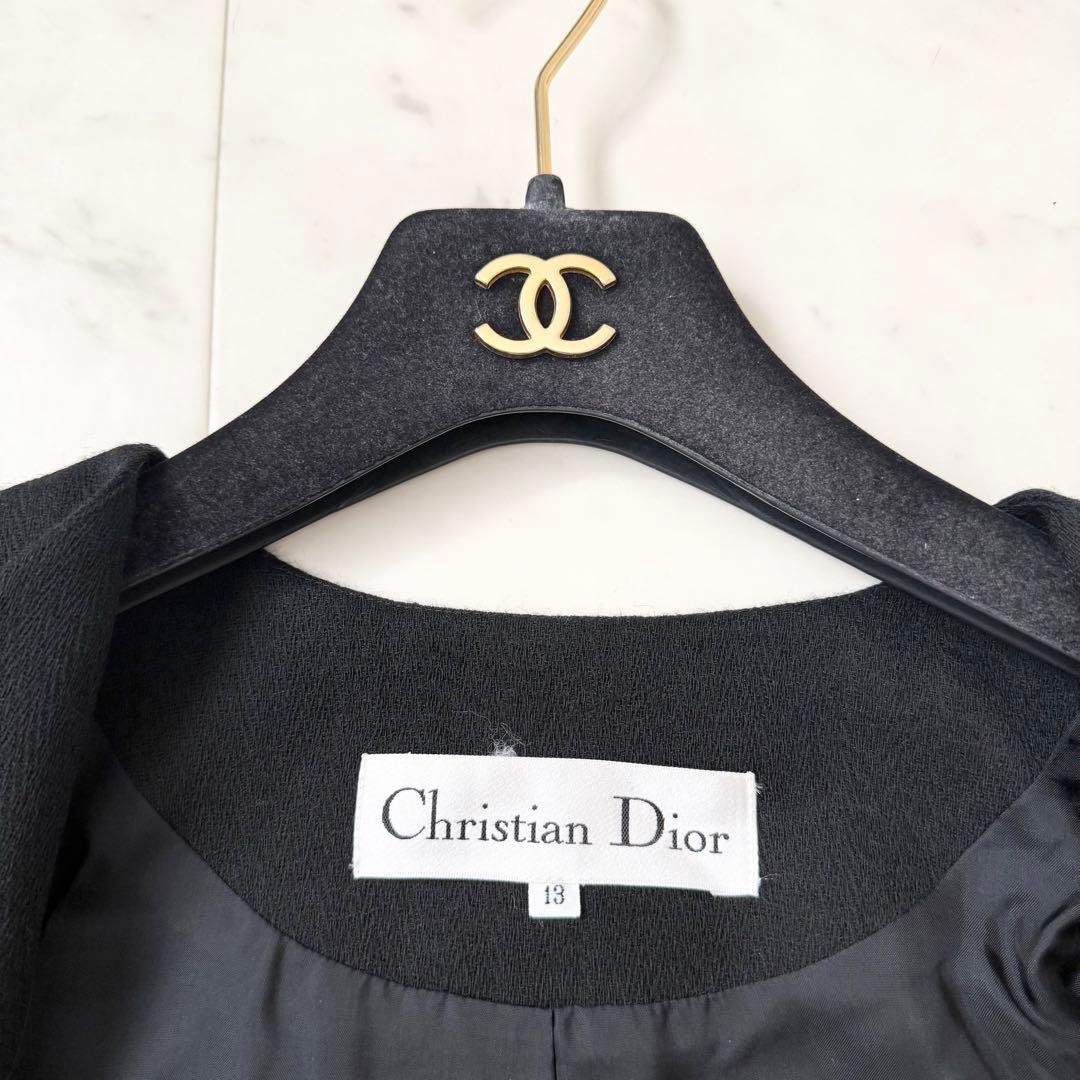 USED RARE SIZE XL CHRISTIAN DIOR COLLARLESS JACKET, BLACK GOOD
