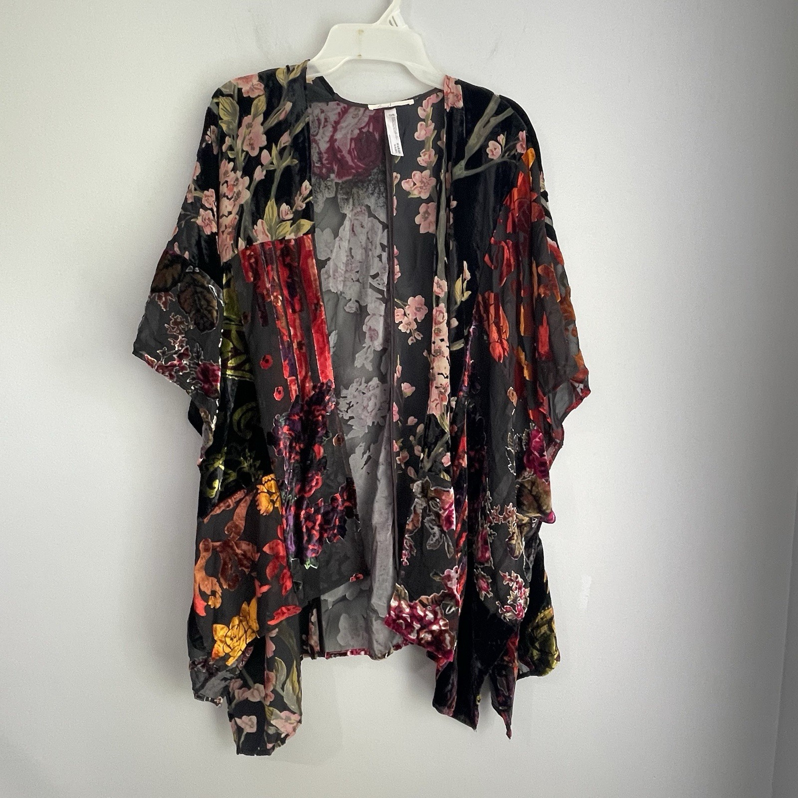 Floreat Anthropology Burnout Velvet Floral Print One Size Kimono Sheer Boho Art