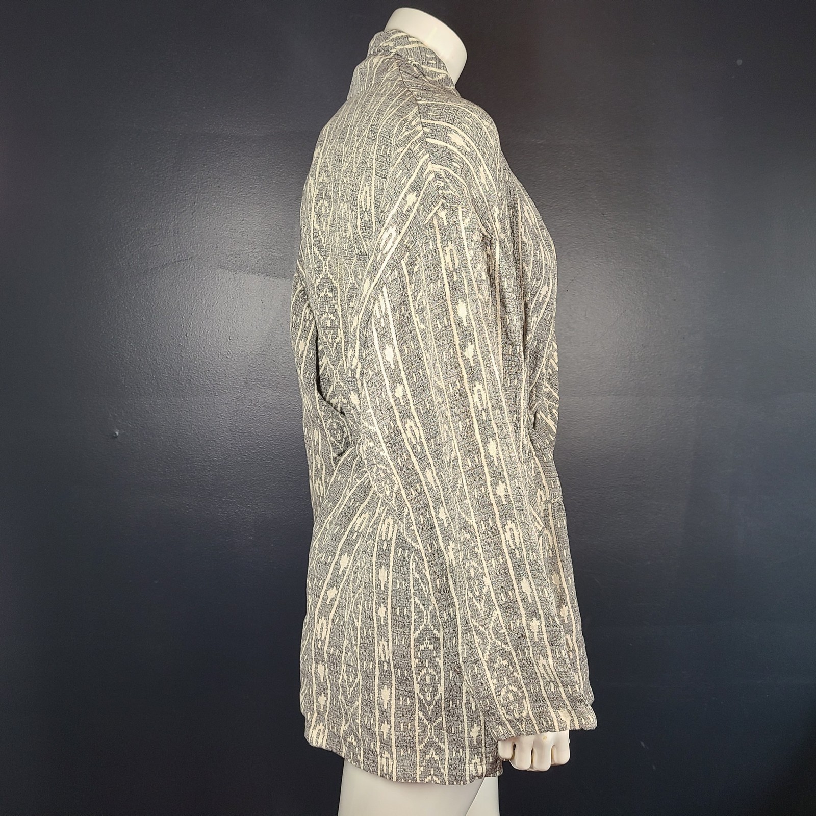 IRO Women’s Ikat Weave Wrap Peplum Blazer Jacket Ecru Gray Sz 4