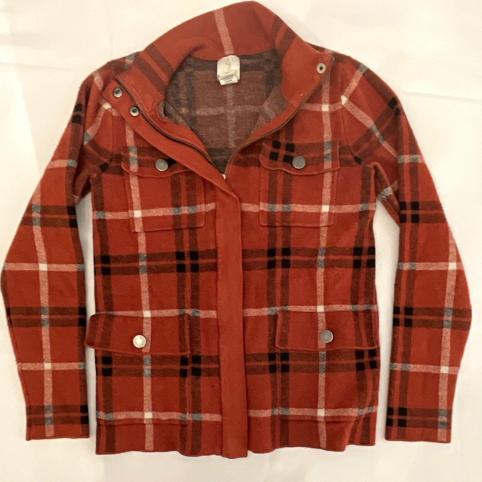Joie Women’s Plaid Wool Blend Button Front Jacket w/ Pockets Brown XS Regular