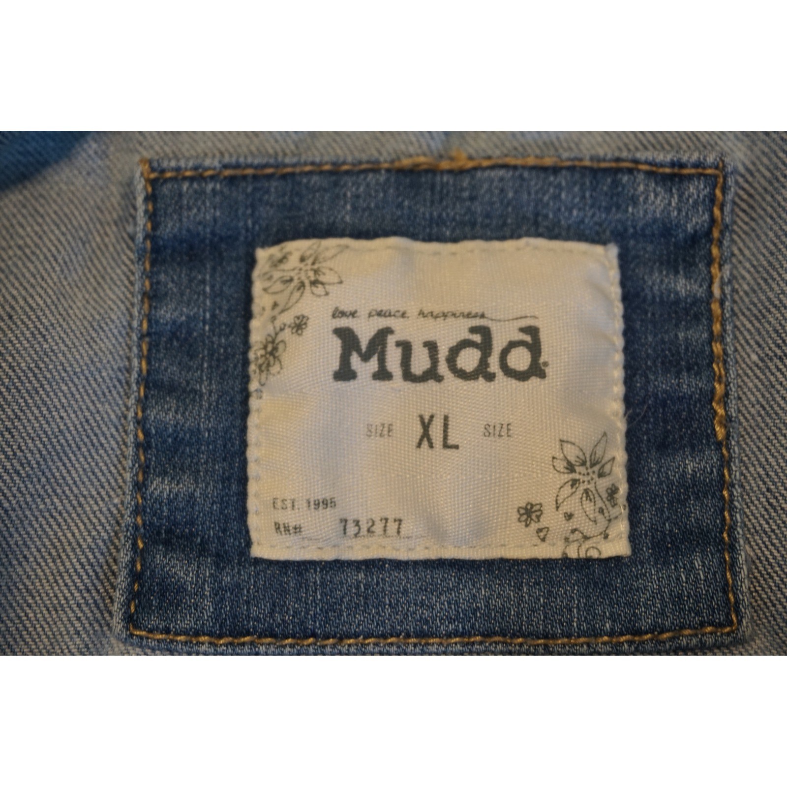 Mudd Womens Light Wash Distressed Denim Jacket Blue Jean XL KC.688