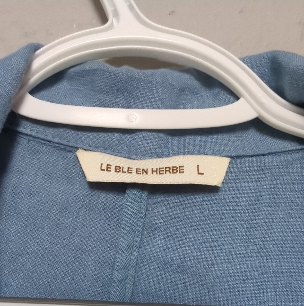 Le Ble en Herbe 100% Linen Jacket Size L 3/4 Sleeve Casual Lagenlook Travel