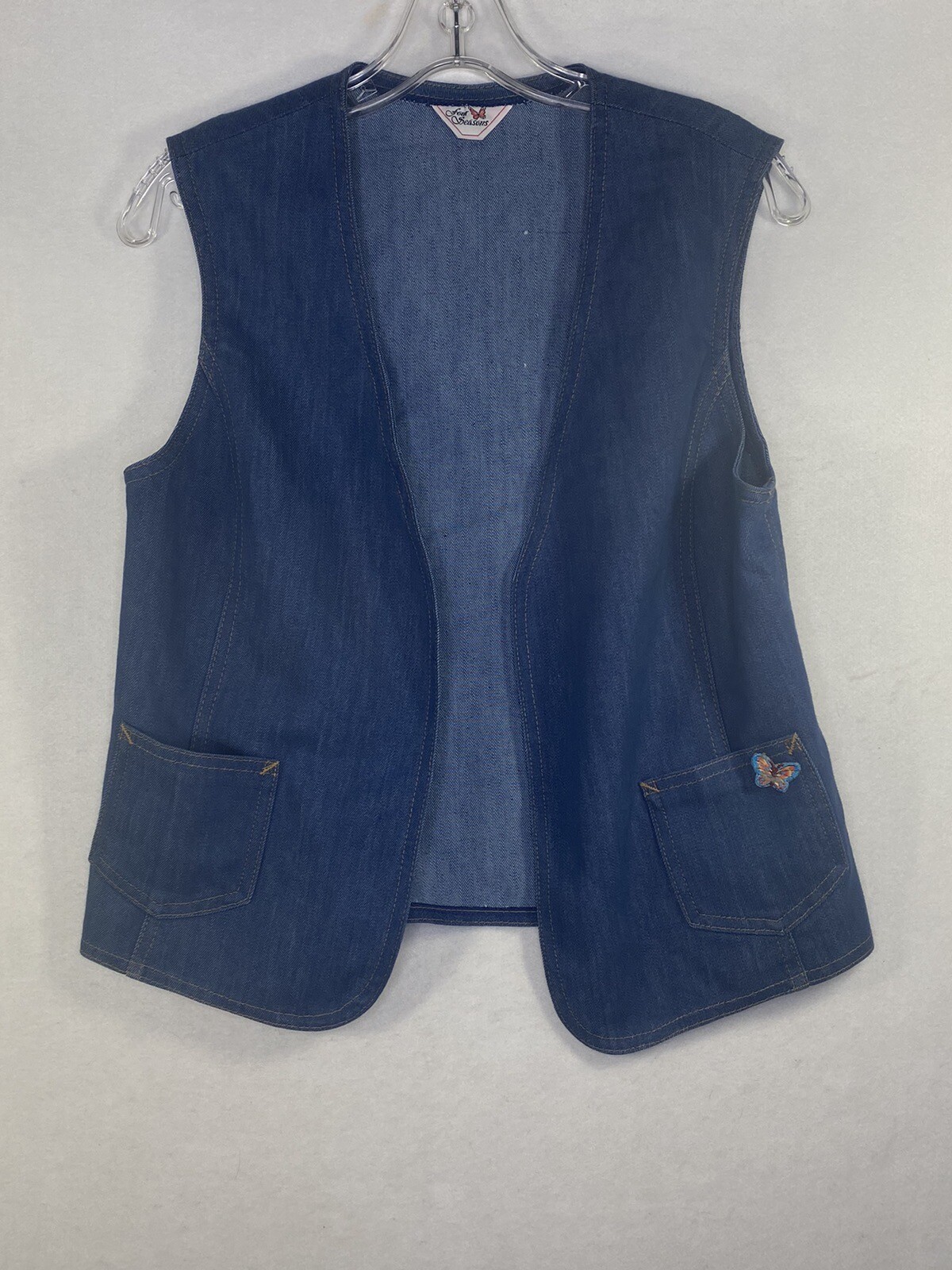 Vintage Four Seasons spring fall autumn winter Denim vest Size 10 Rare Find