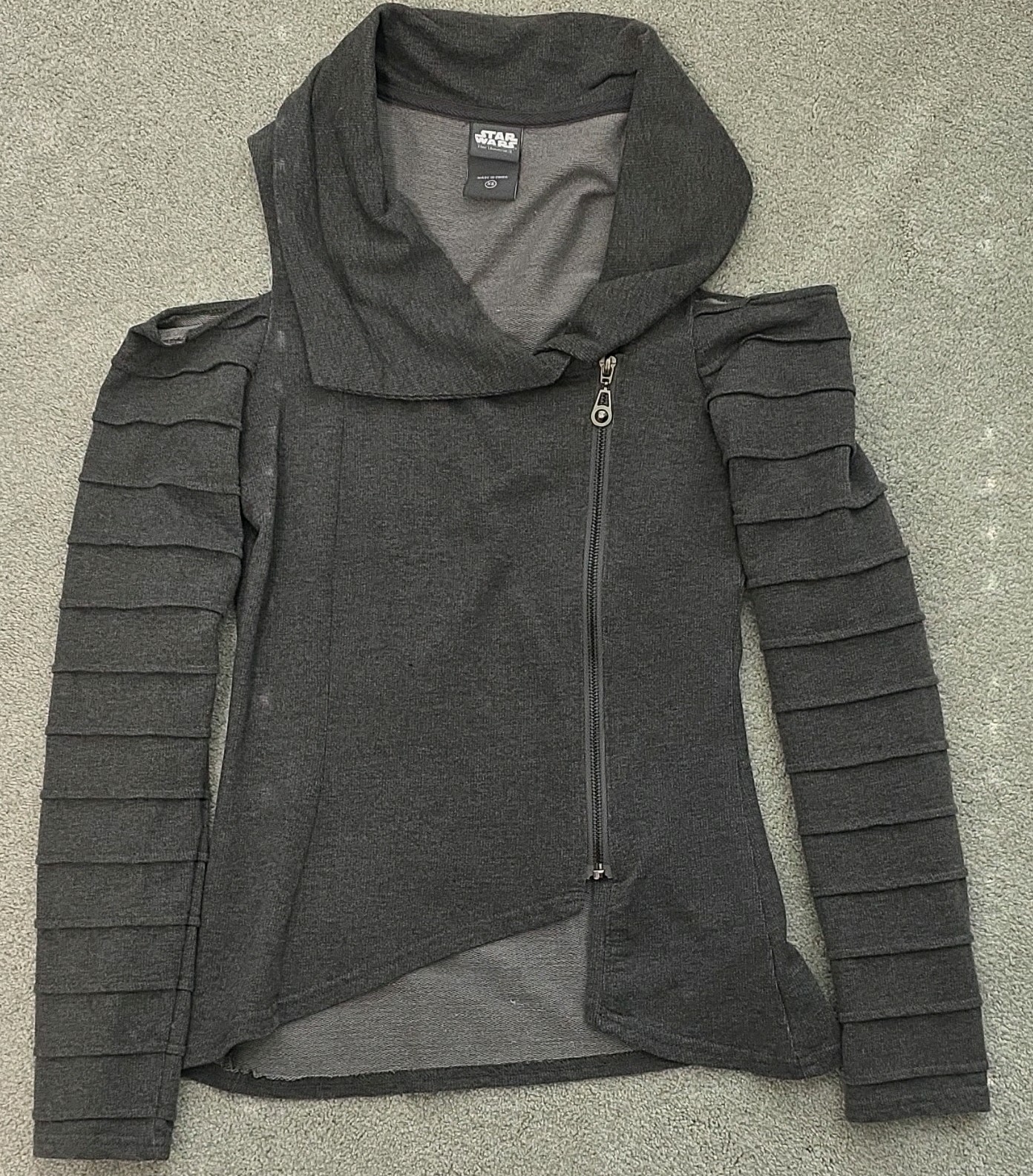 Star Wars Her Universe Gray Full Zip Cowl Neck Asymmetric Jacket Womens XS