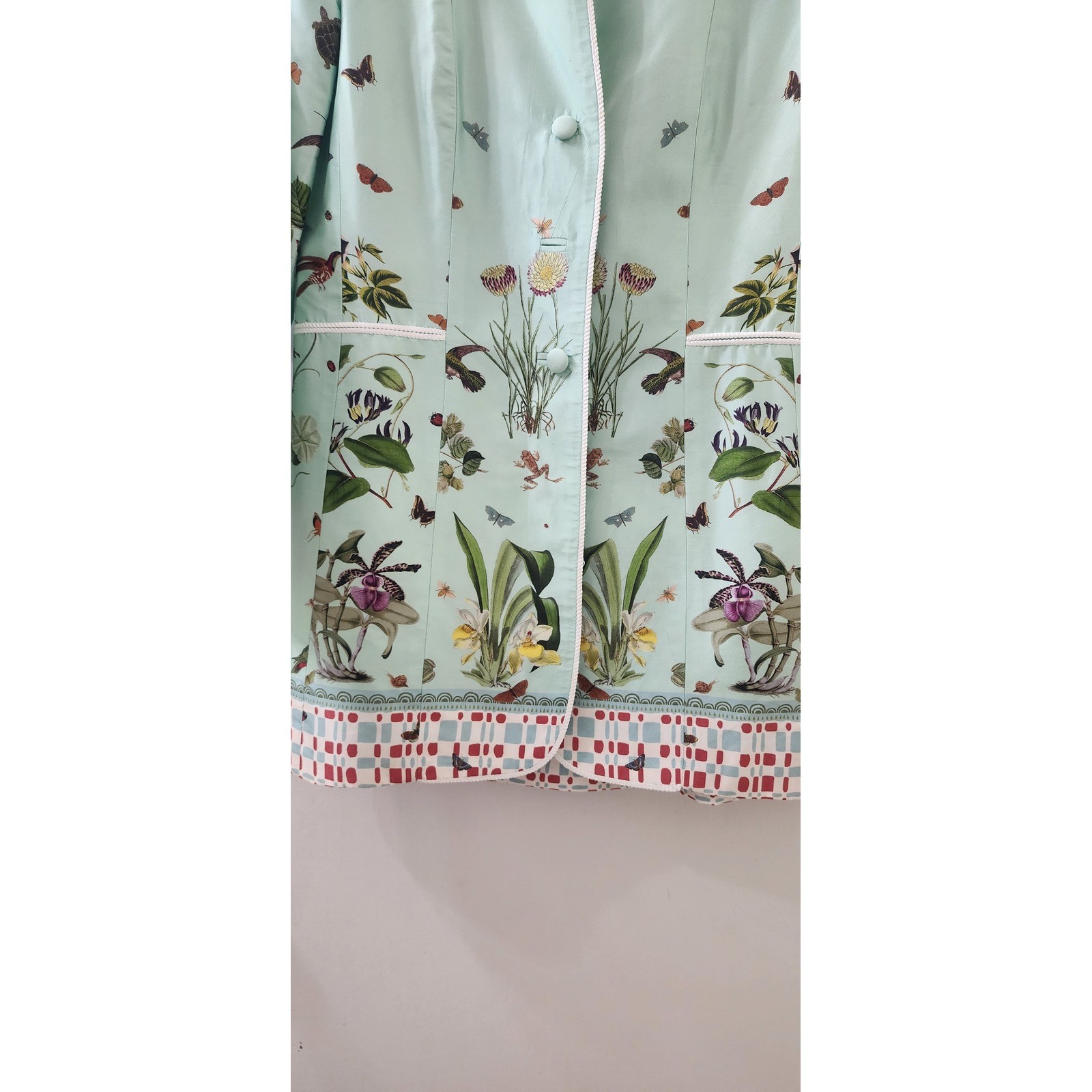 Gramercy Atelier Mint Green Botanical Print Longline Blazer Jacket Womens 6
