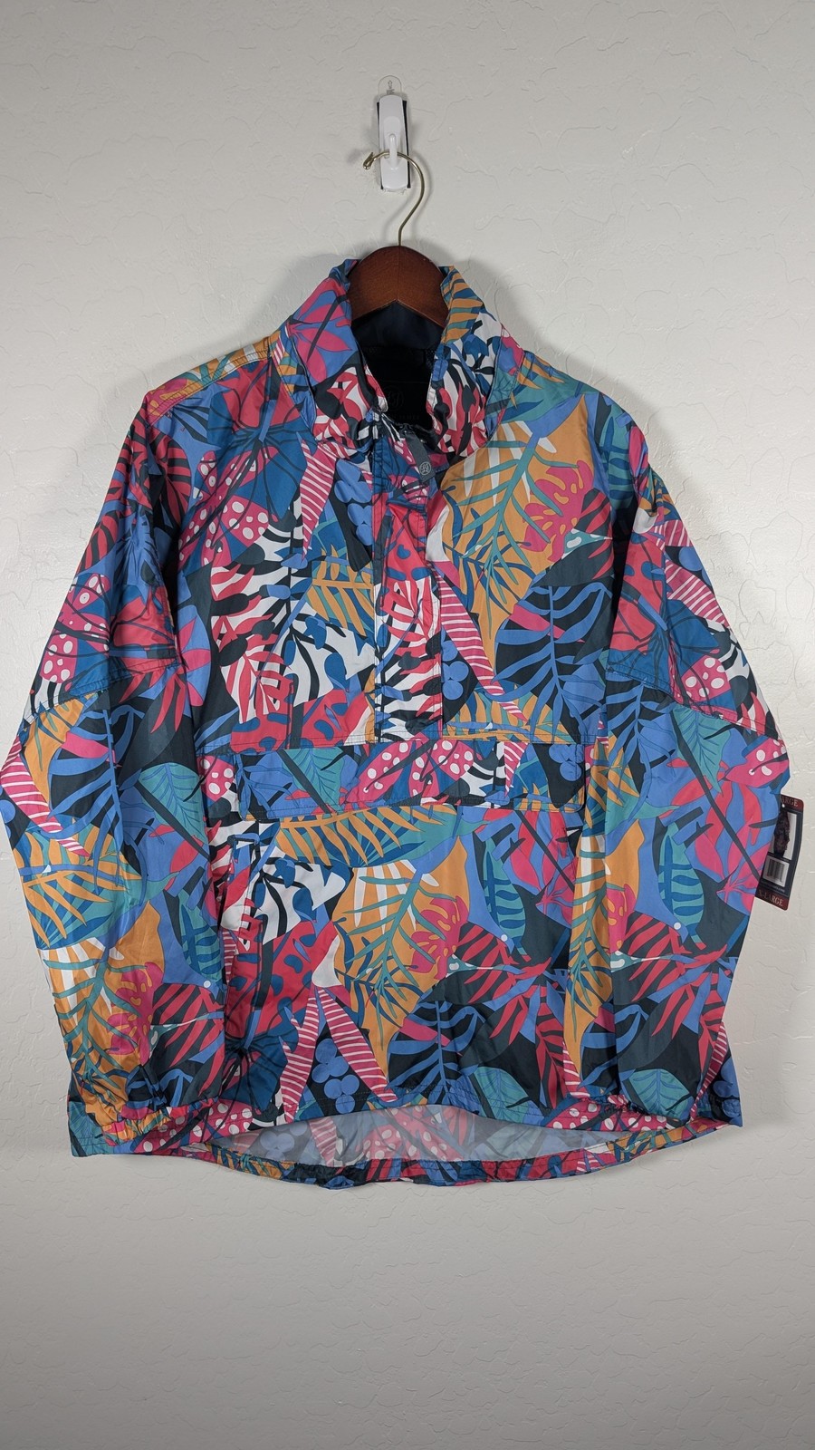 Lauren James Jacket Womens XL Multicolor Tropical Hooded 1/2 Zip Anorak Rain