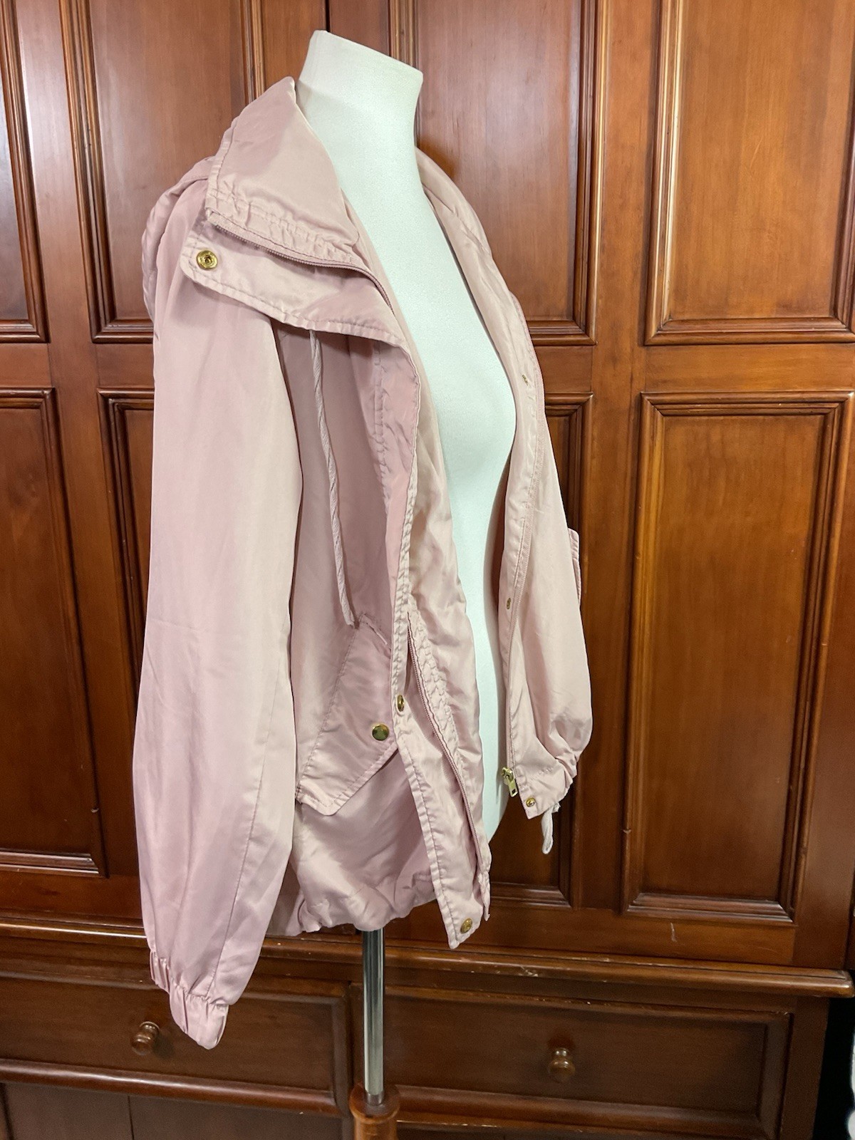 Catherine Malandrino Jacket Lightweight Solid Pink Size Small Women’s Hooded Zip